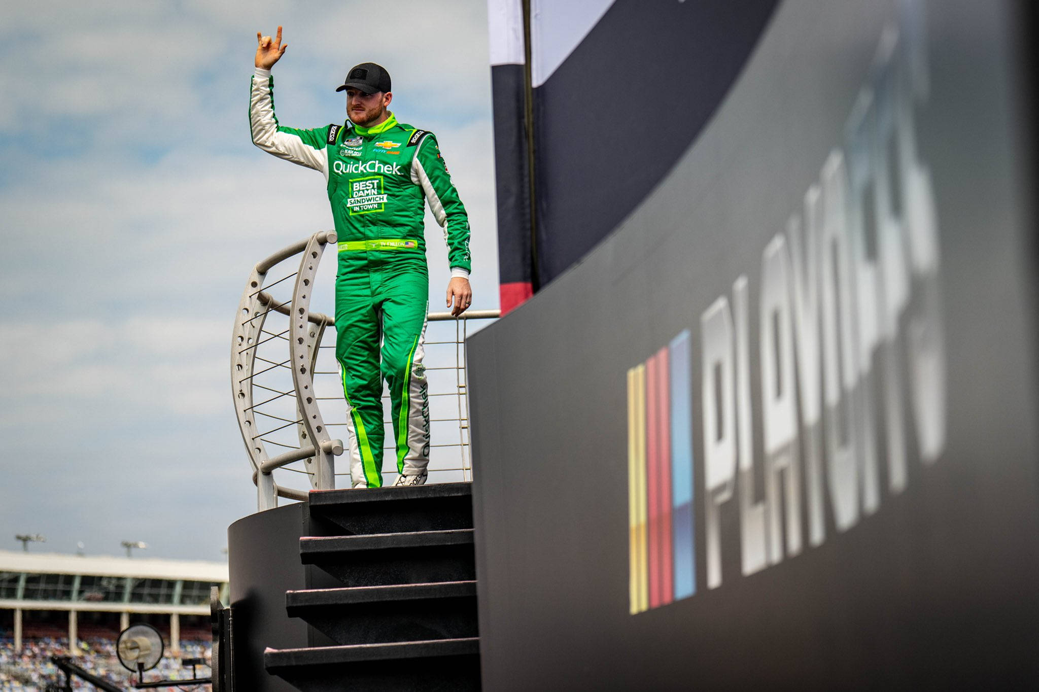 Ty Dillon, NASCAR race track, green uniform, Full HD Desktop Wallpaper