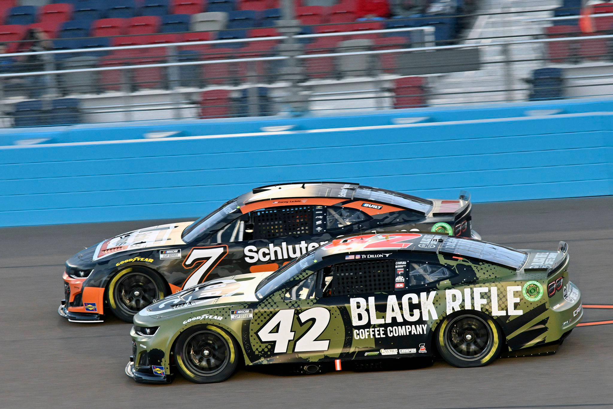 NASCAR race cars, bold sponsor decals, racetrack, Full HD Desktop Wallpaper