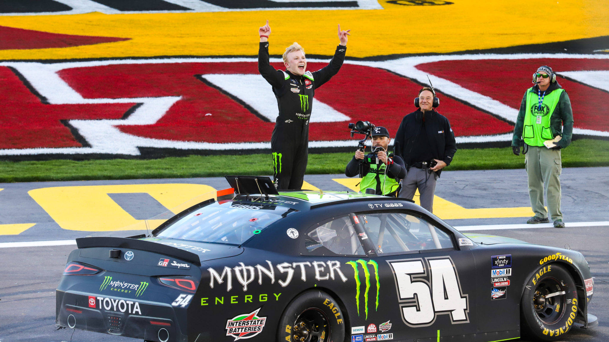 Ty Gibbs, black Monster Energy Toyota, race track, Full HD Desktop Wallpaper