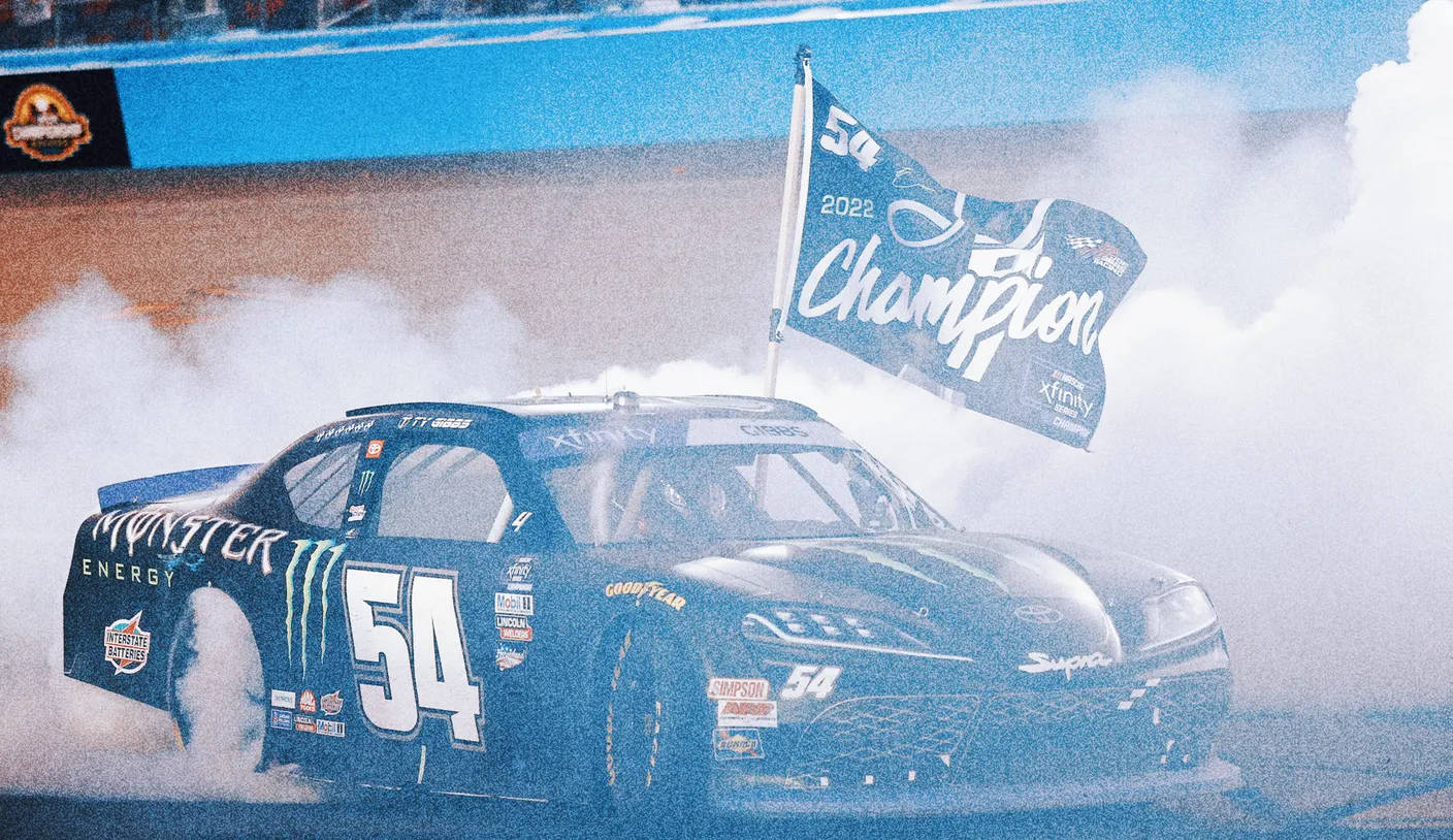 Ty Gibbs, number 54, blue race car, HD Desktop Wallpaper