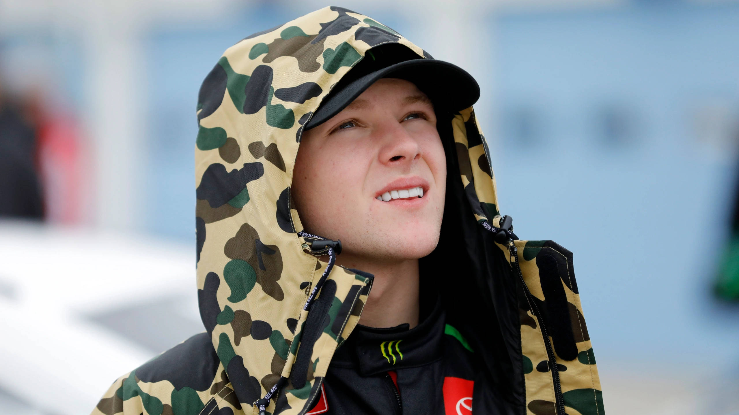 Ty Gibbs, camouflage hooded jacket, cap, 2K Desktop Wallpaper