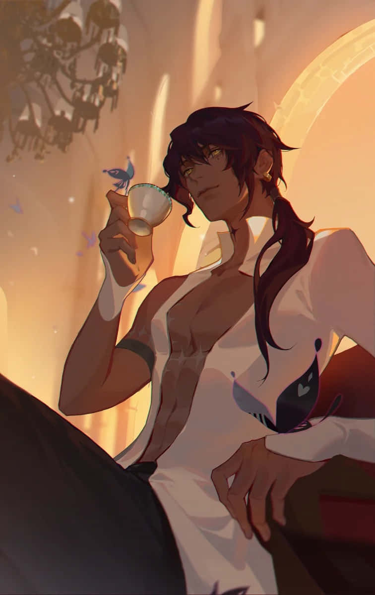 Tyki Mikk, white shirt, blue bird, SD Phone Wallpaper
