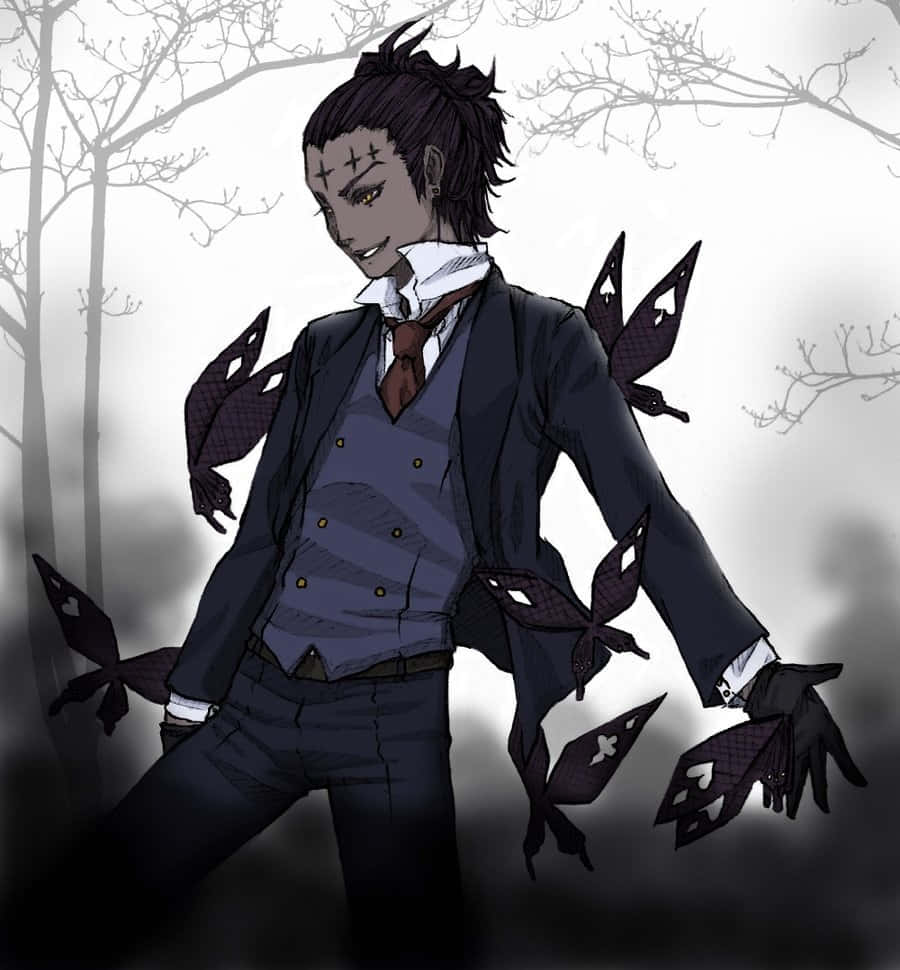 Tyki Mikk, black butterfly-like hands, misty forest, SD Phone Wallpaper