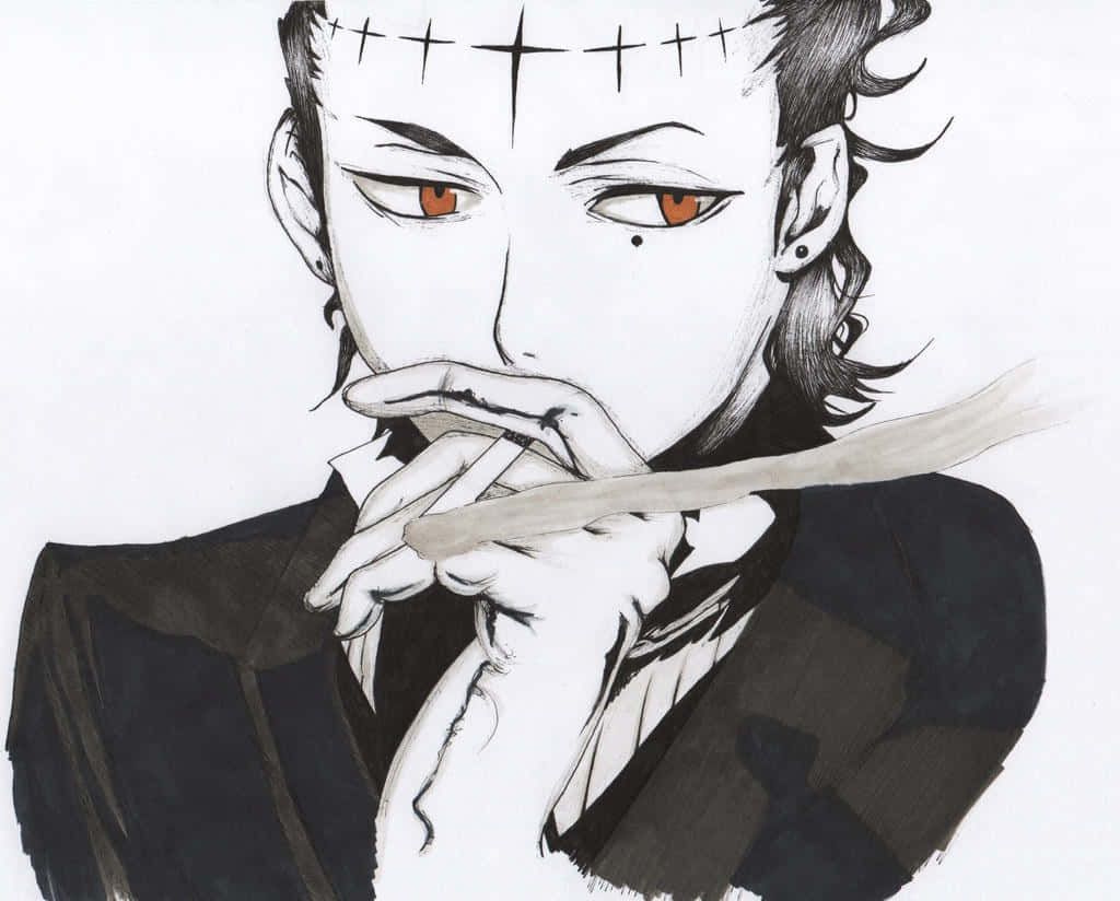 Tyki Mikk, orange eyes, stitched forehead, SD Desktop Wallpaper
