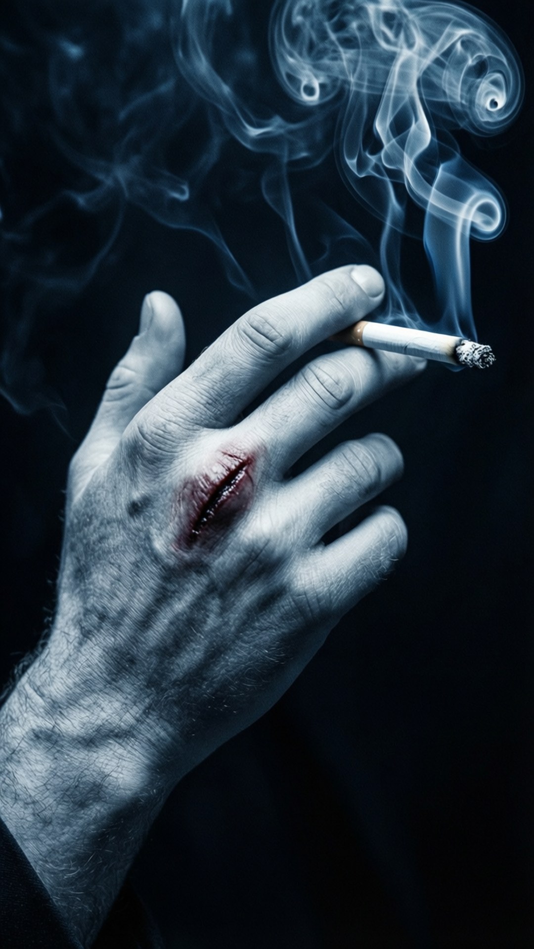 Tyler Durden, scarred hand, cigarette, Full HD Phone Wallpaper