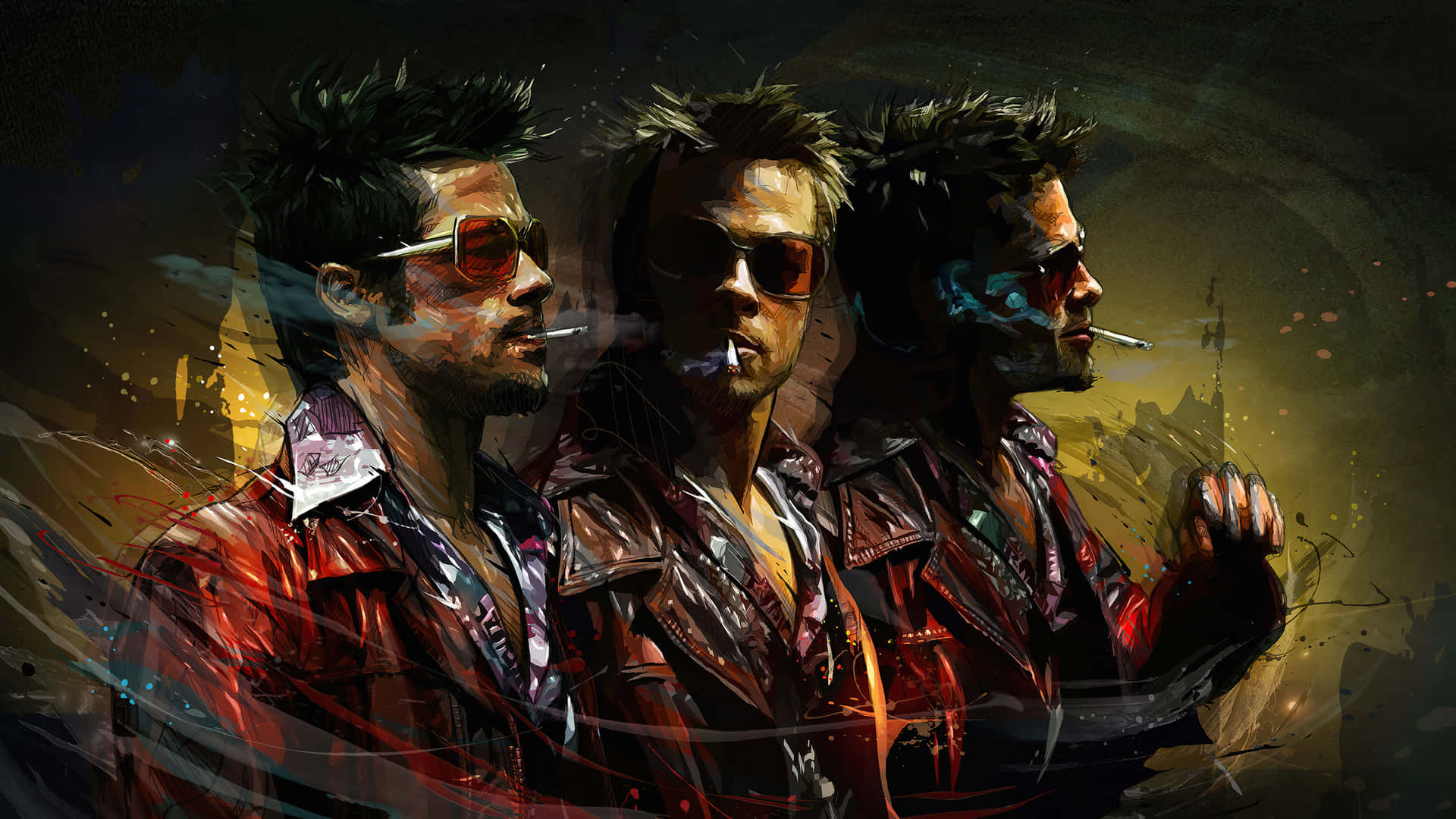 Tyler Durden, leather jackets, sunglasses, Full HD Desktop Wallpaper
