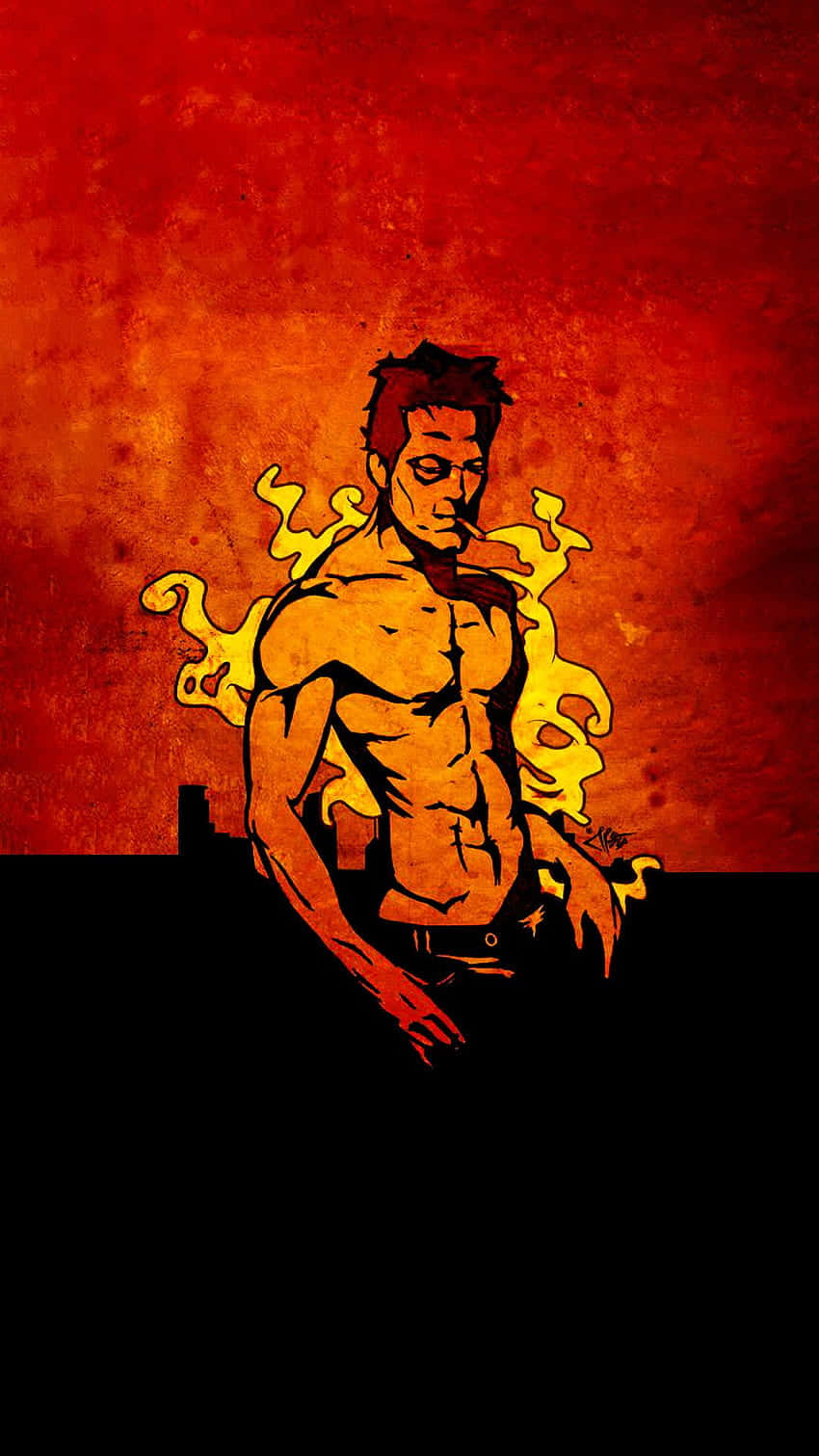Tyler Durden, iconic stance, flames swirling around his body, HD Phone Wallpaper