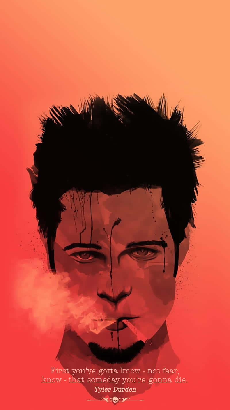 Tyler Durden, cigarette, gradient orange red background, HD Phone Wallpaper