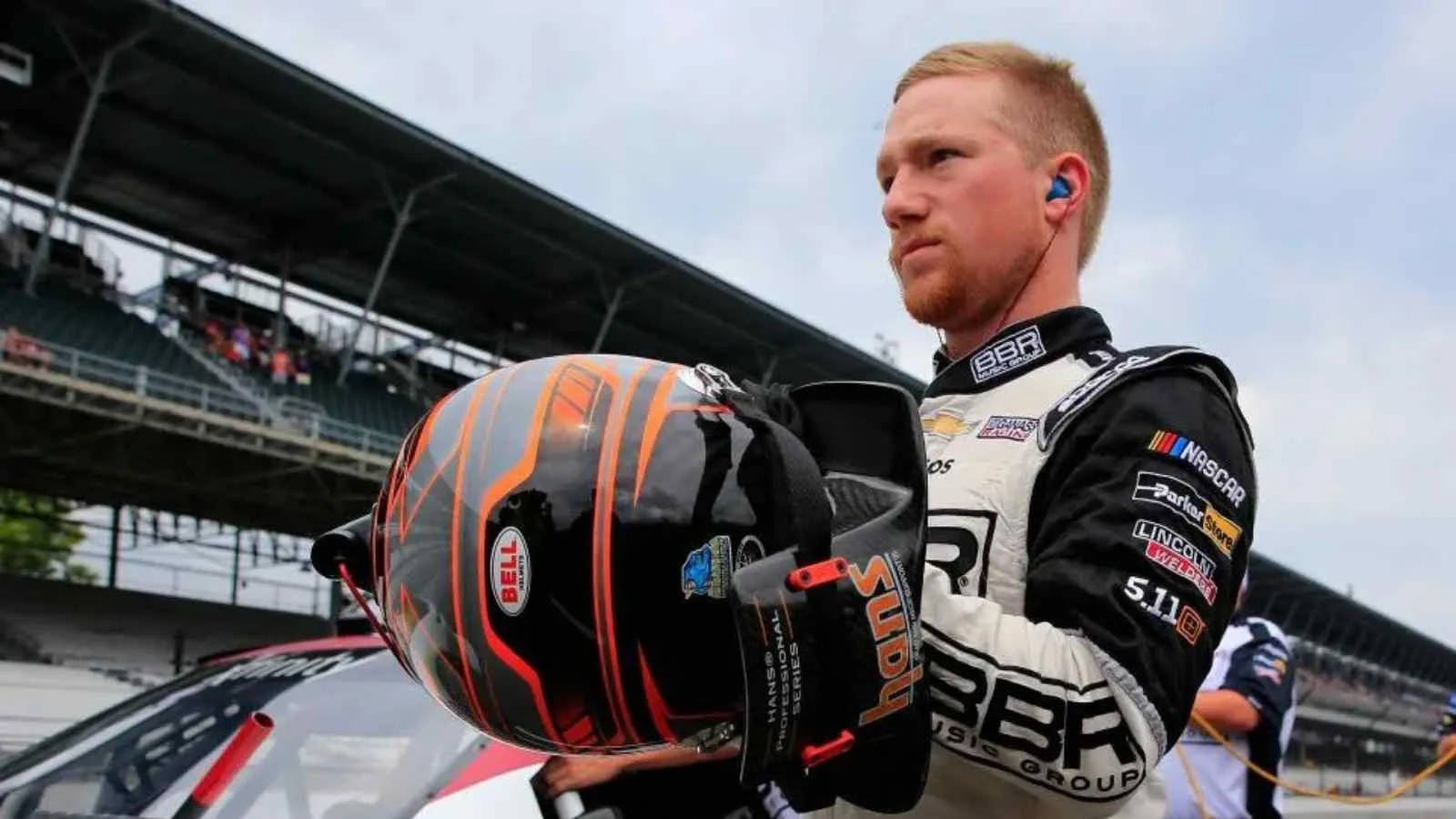 Tyler Reddick, black and orange helmet, racing gear, HD Desktop Wallpaper