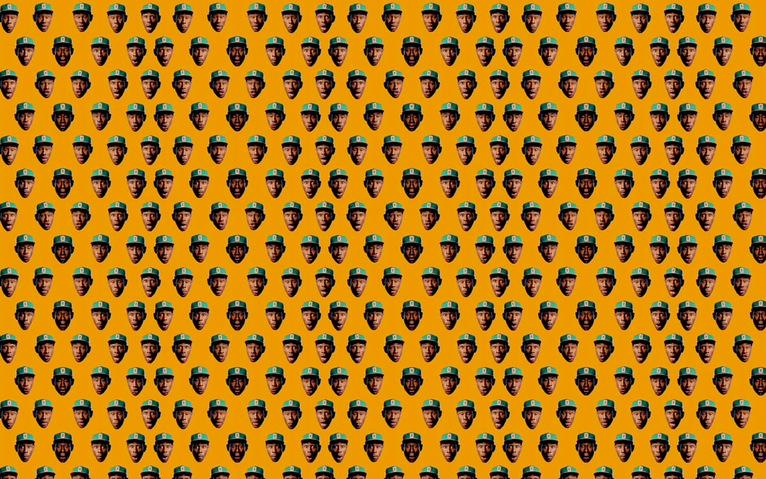 Tyler The Creator, green caps, solid orange background, HD Desktop Wallpaper