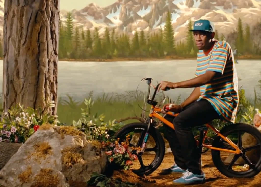Tyler The Creator, striped shirt, cap, SD Desktop Wallpaper