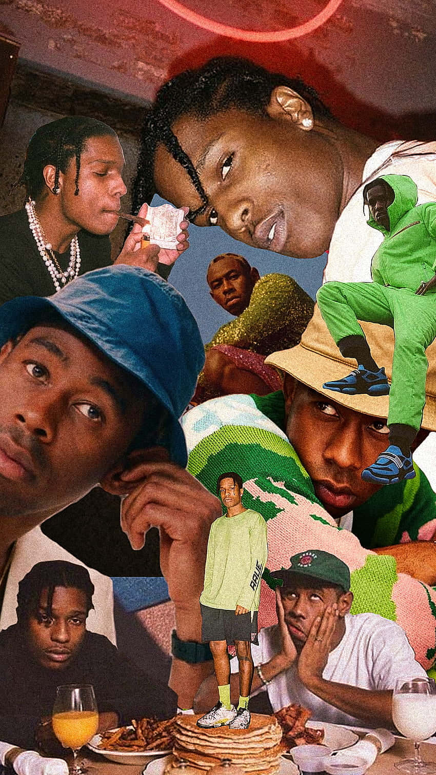 Tyler The Creator, breakfast table, vibrant collage, HD Phone Wallpaper