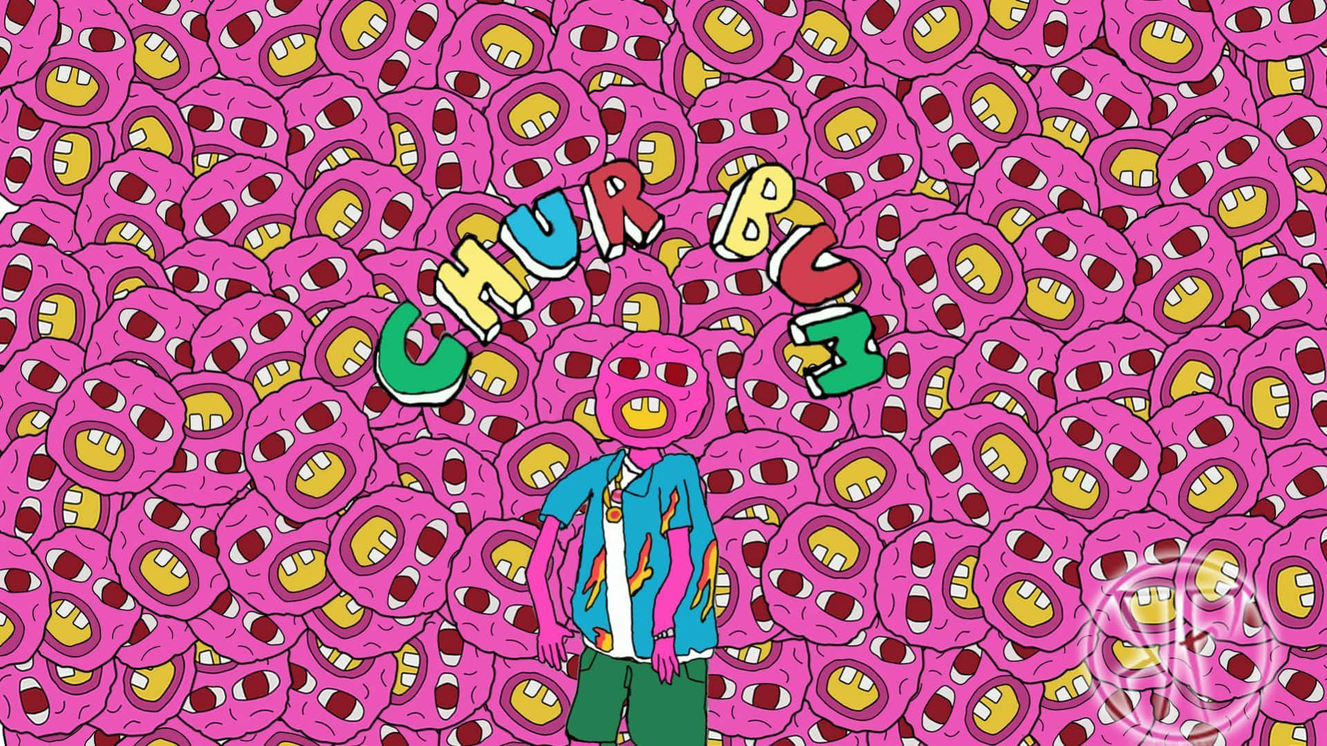 Tyler The Creator, pink donuts, yellow faces, HD Desktop Wallpaper