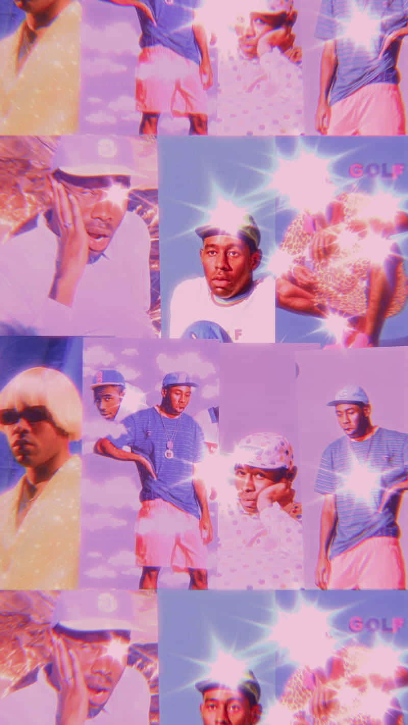 Tyler The Creator, purple sky, glowing starbursts, HD Phone Wallpaper