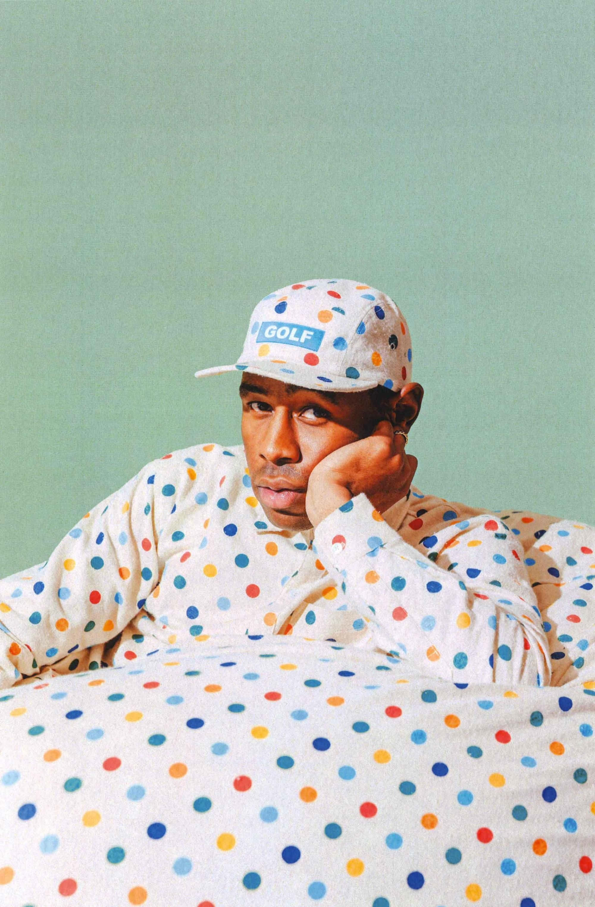 Tyler The Creator, polka dots aesthetic, colorful polka dot outfit, 2K Phone Wallpaper