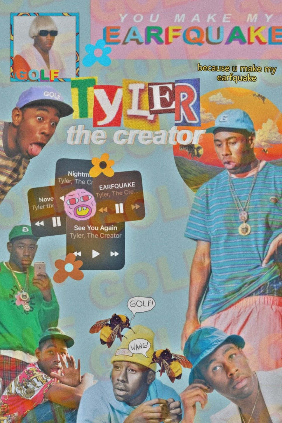 Tyler the Creator, E A R F Q U A K E, collage, HD Phone Wallpaper