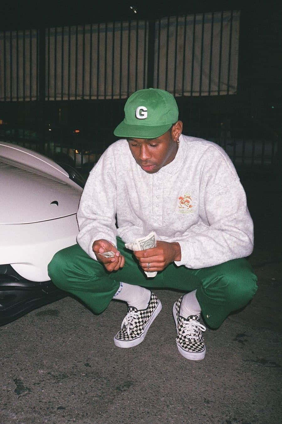 Tyler The Creator, green cap, sweatpants, HD Phone Wallpaper
