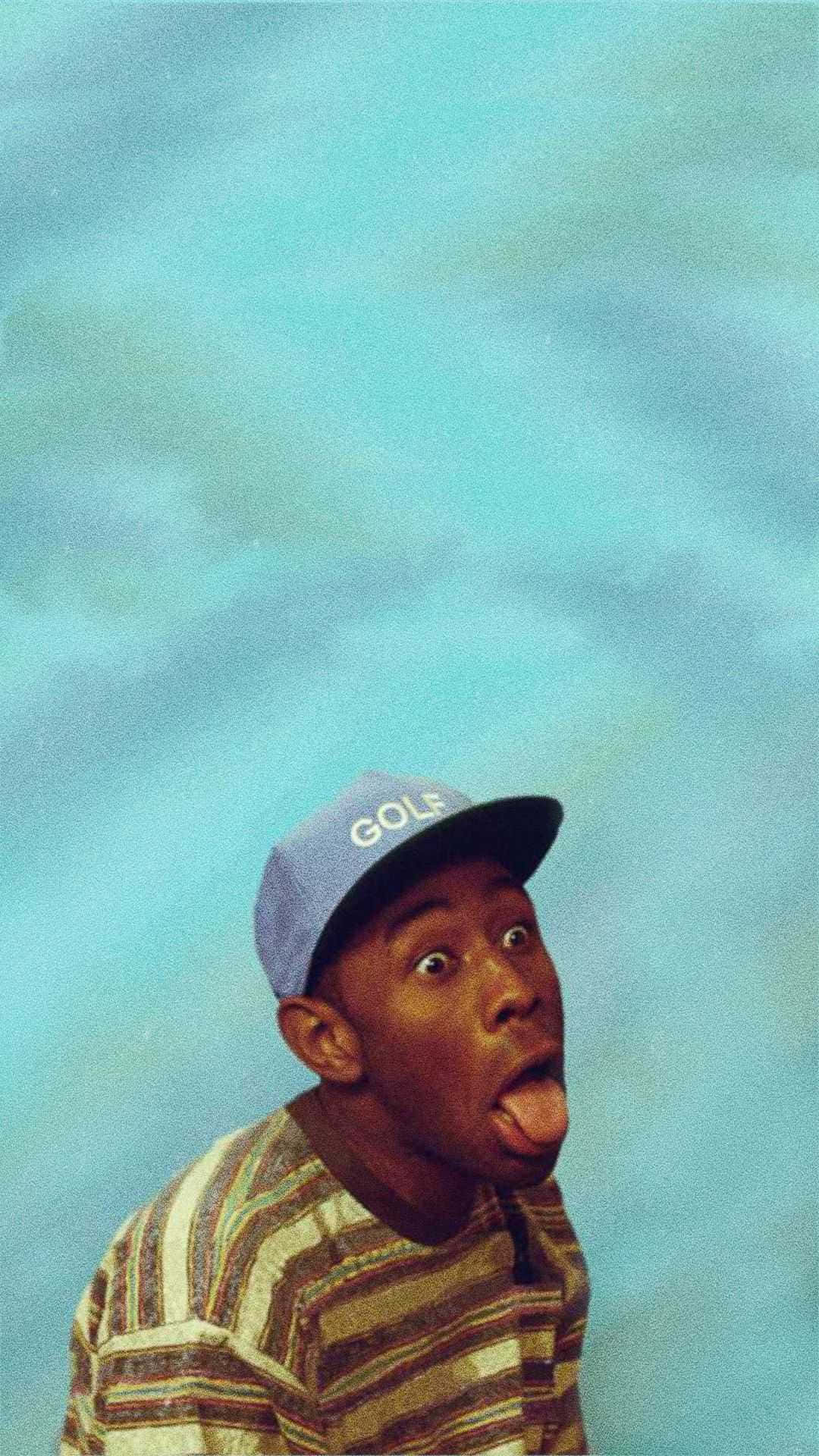 Tyler The Creator, blue cap, striped shirt, Full HD Phone Wallpaper
