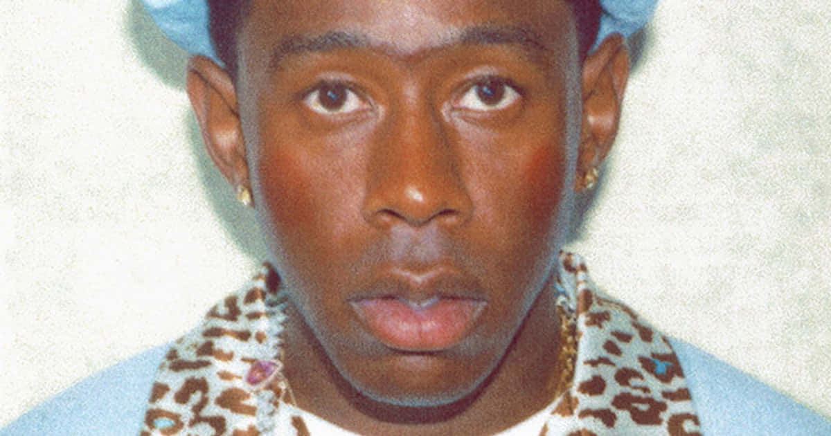 Tyler The Creator, blue cap, leopard-print scarf, SD Desktop Wallpaper