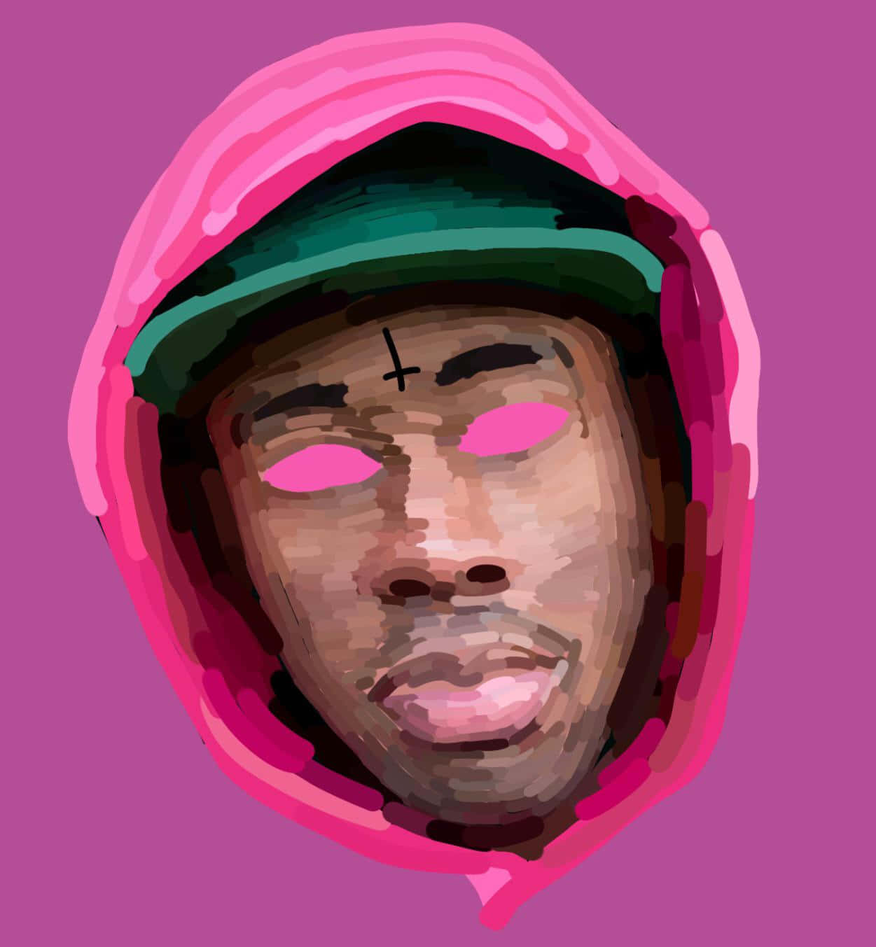 Tyler The Creator, pink hoodie, glowing pink eyes, HD Phone Wallpaper