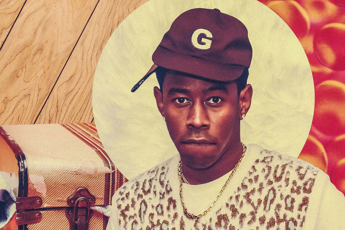 Tyler The Creator, maroon cap, leopard sweater, SD Desktop Wallpaper