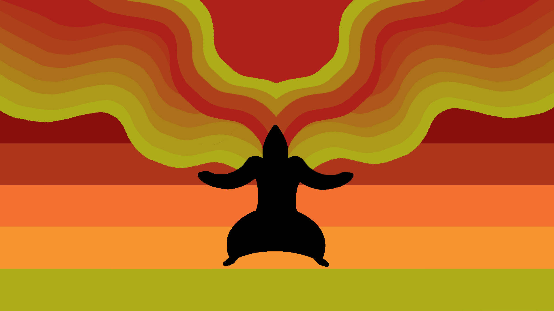 Typhlosion, retro sunset, wavy layered bands, Full HD Desktop Wallpaper