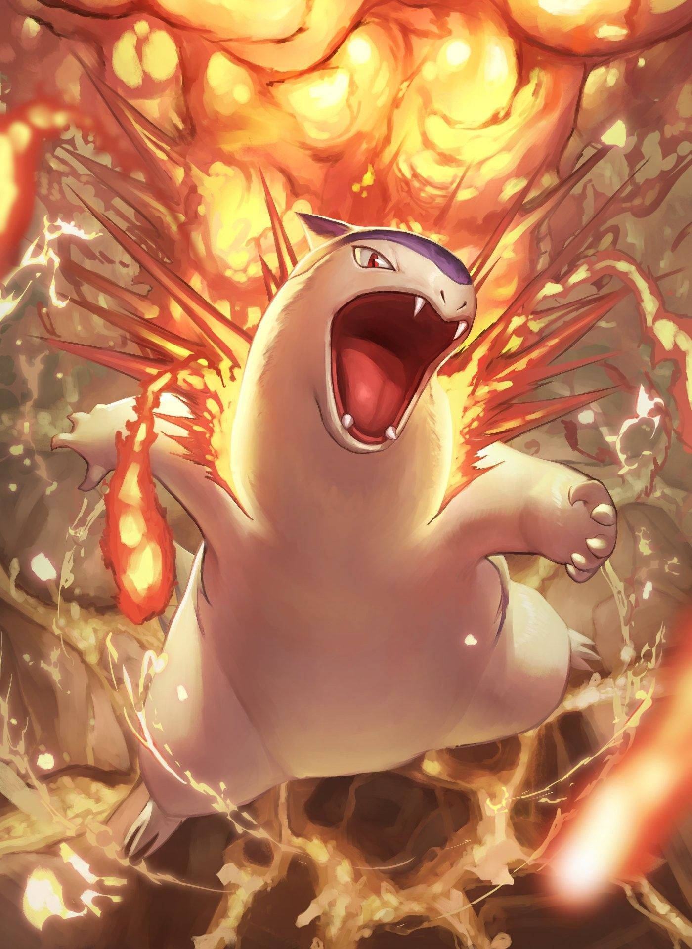 Typhlosion, fiery pokemon, explosive flames, Full HD Phone Wallpaper