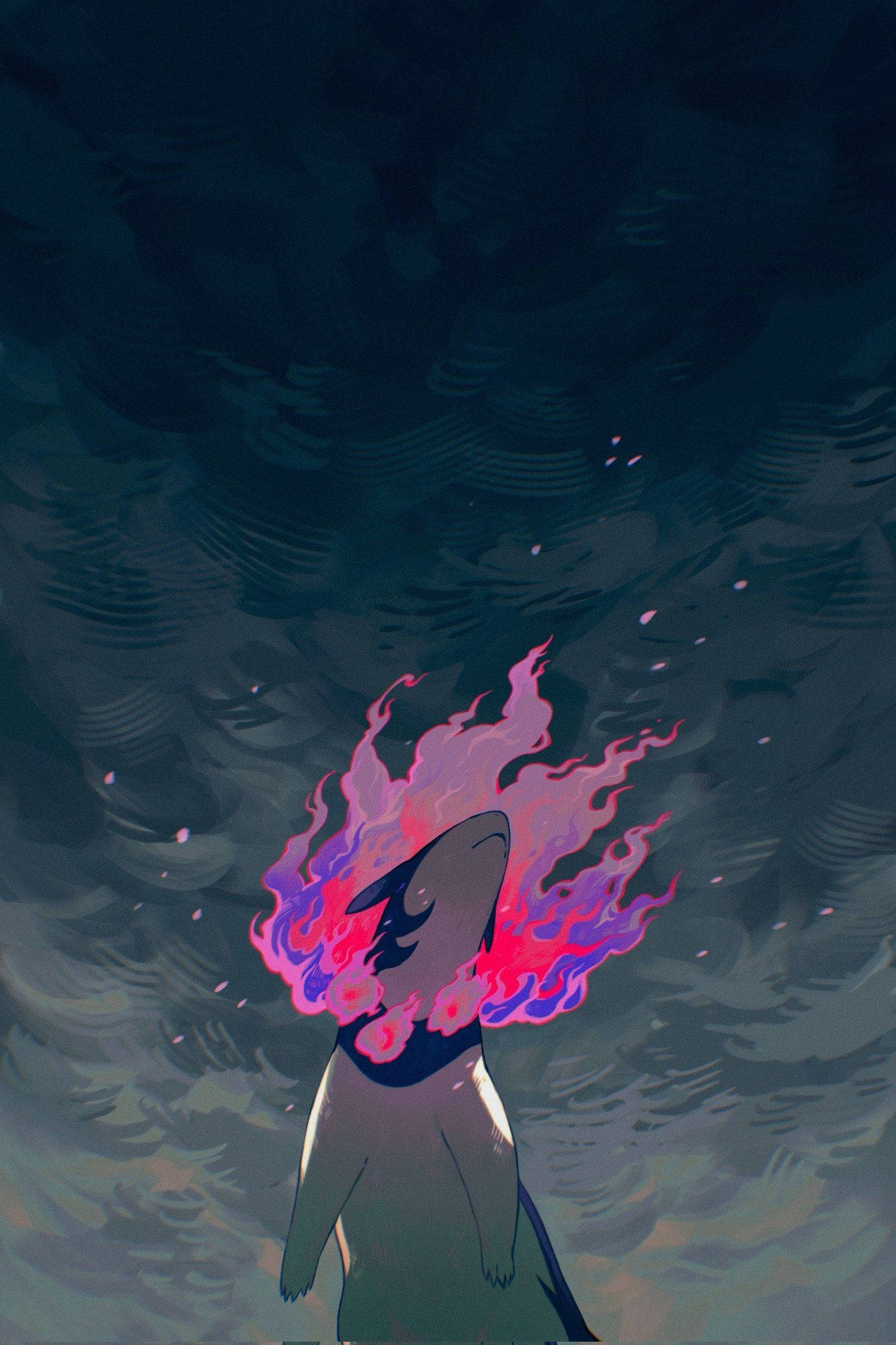 Typhlosion, pink flame, vibrant pink and purple flames, Full HD Phone Wallpaper