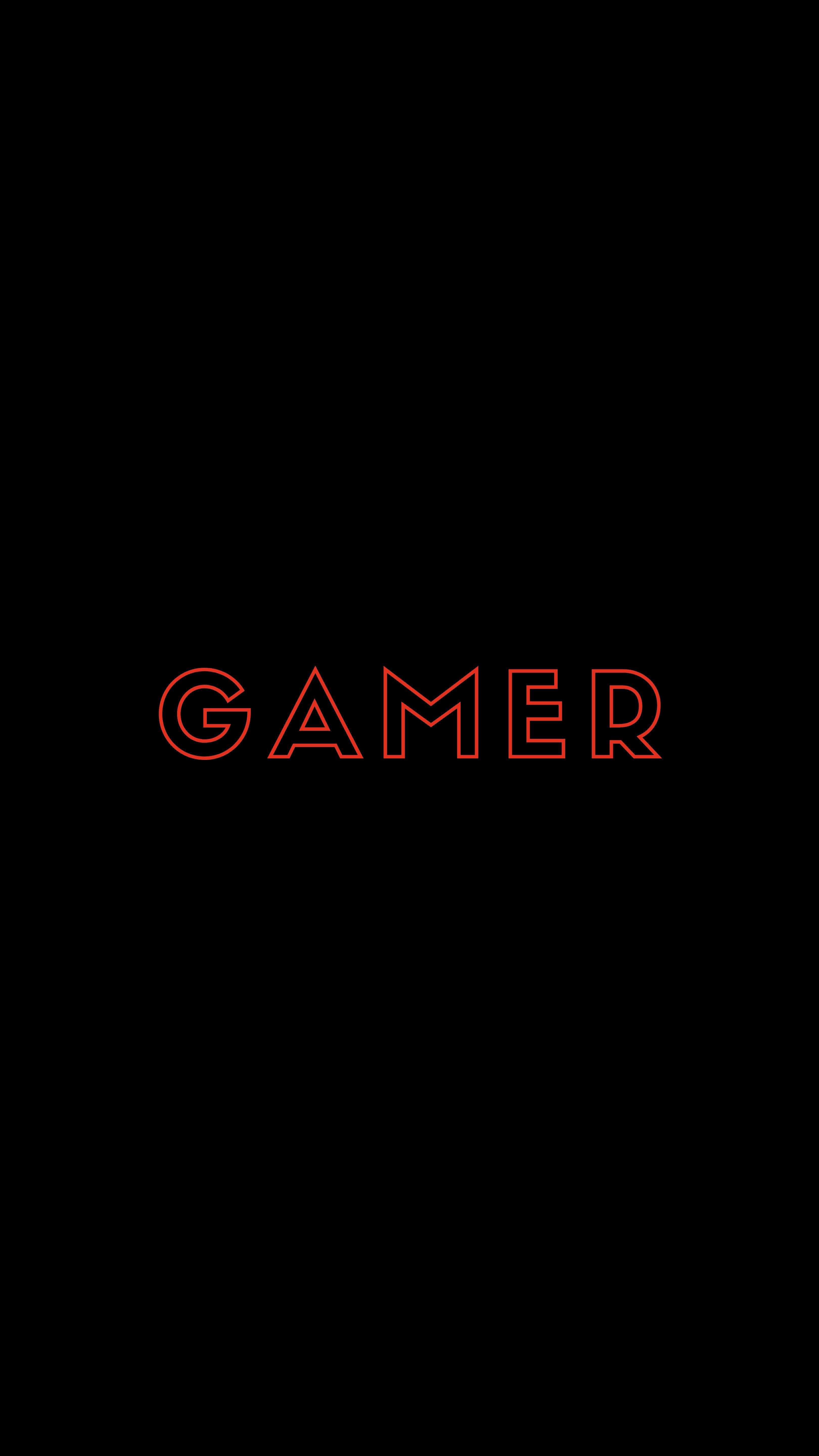 gamer, red neon, solid black background, 5K Phone Wallpaper