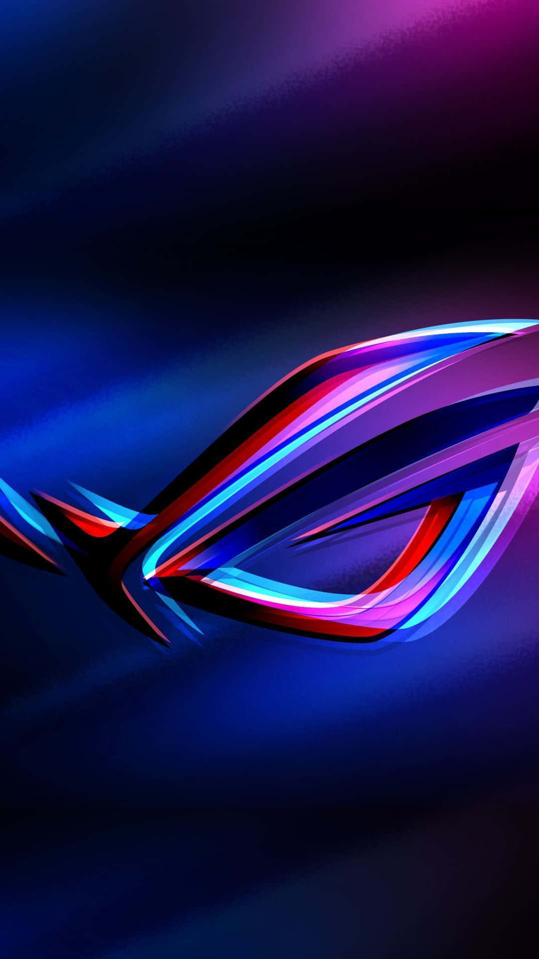 asus rog, glowing stylized eye logo, neon blue purple and red streaks, Full HD Phone Wallpaper