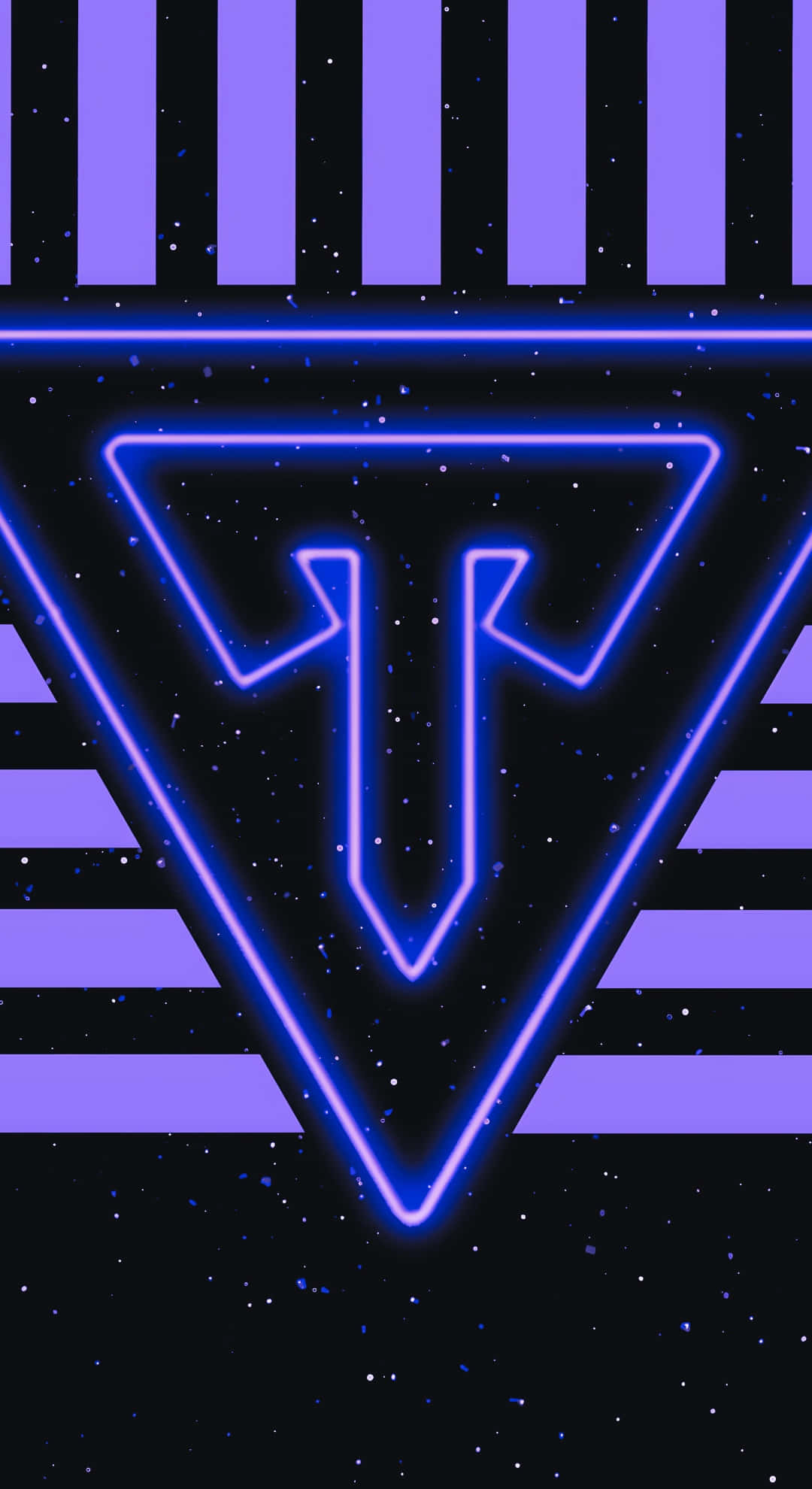 neon triangle, stylized T, black background, Full HD Phone Wallpaper