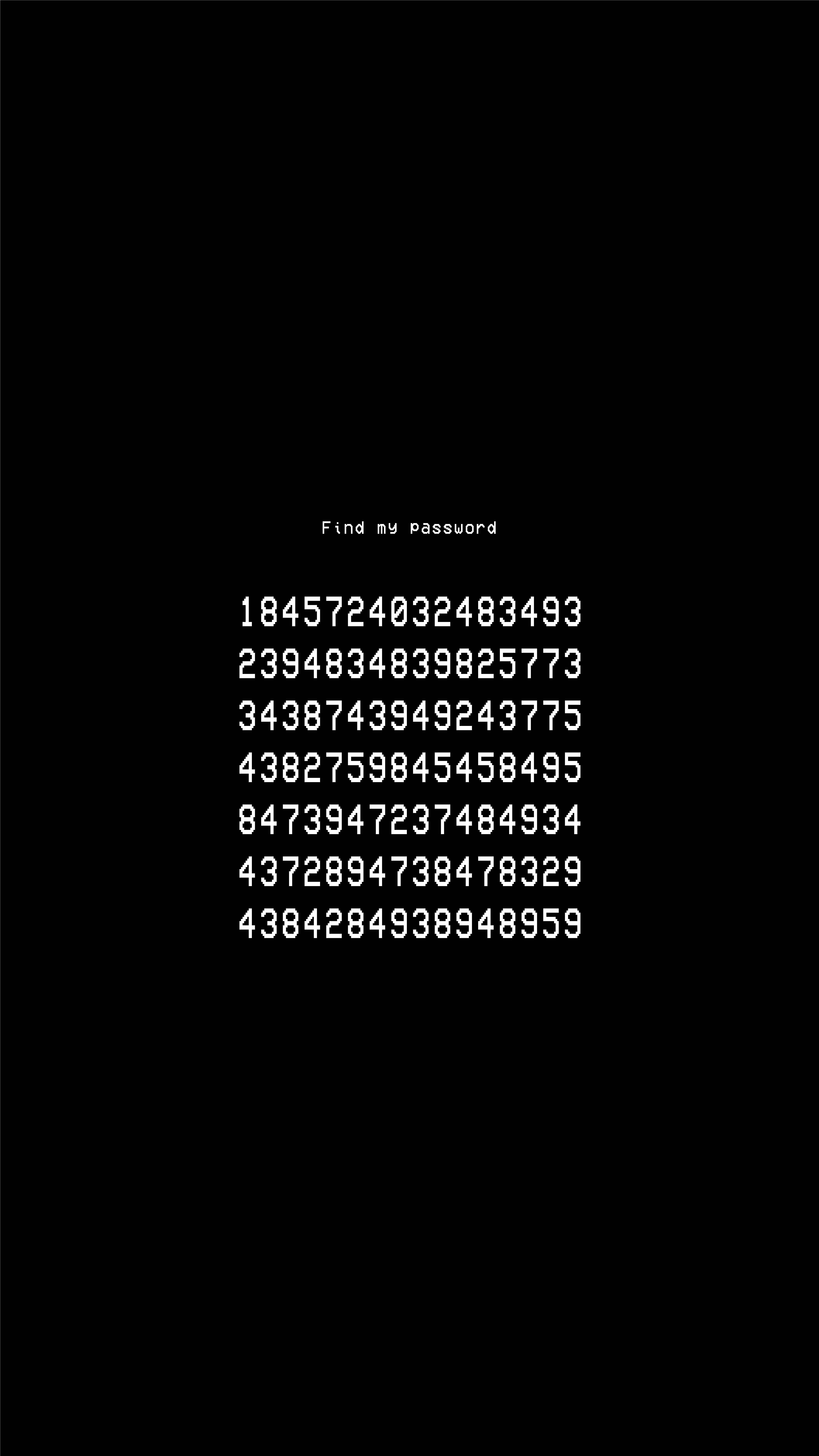 Numbers 8K Phone, white text, black background, 8K Phone Wallpaper