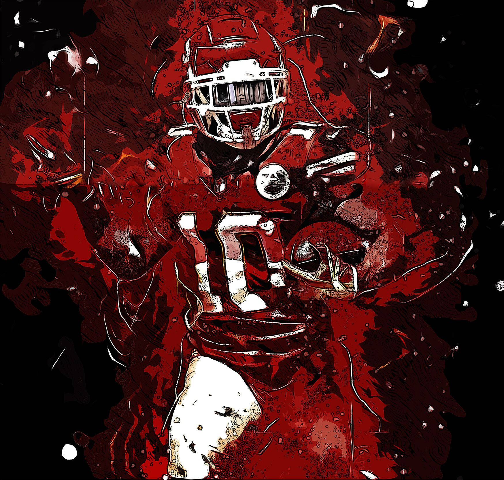 Tyreek Hill, red gear, red and black ink, HD Desktop Wallpaper