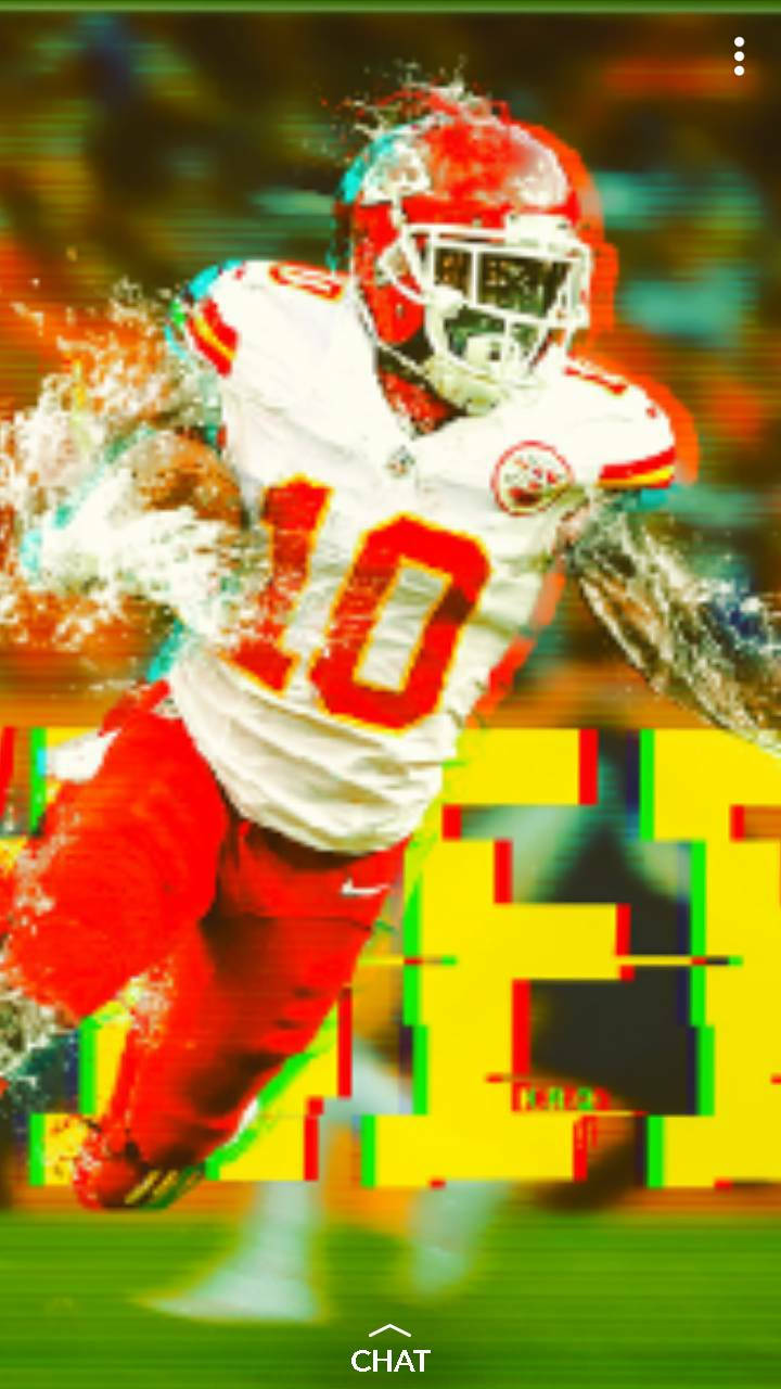 Tyreek Hill, red and white uniform, glitchy distorted field, HD Phone Wallpaper
