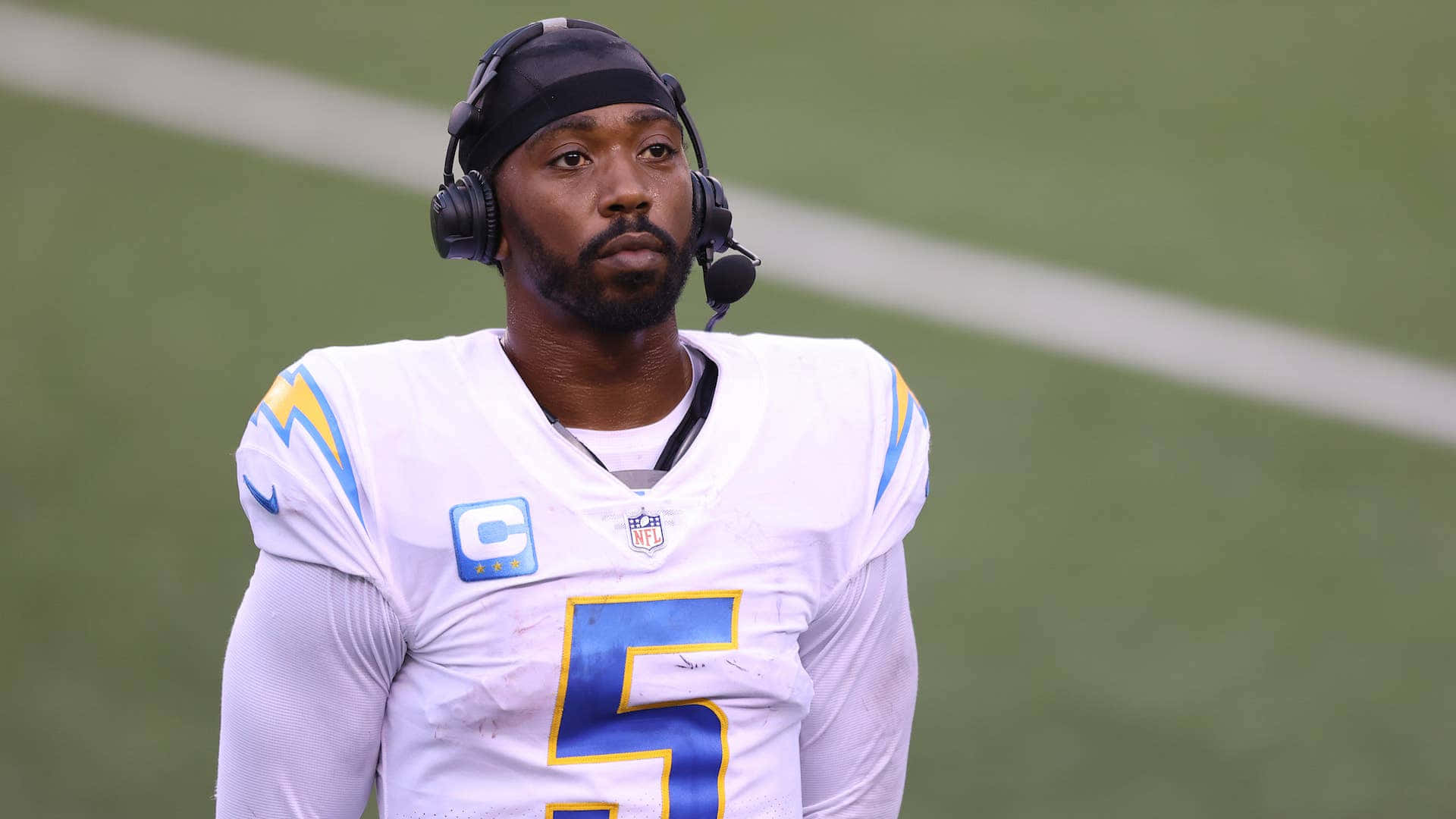 Tyrod Taylor, white jersey, number 5, Full HD Desktop Wallpaper
