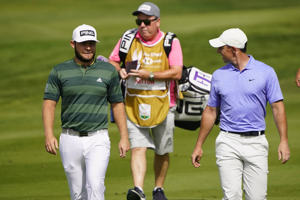 Tyrrell Hatton, fairway, caddie, SD Desktop Wallpaper