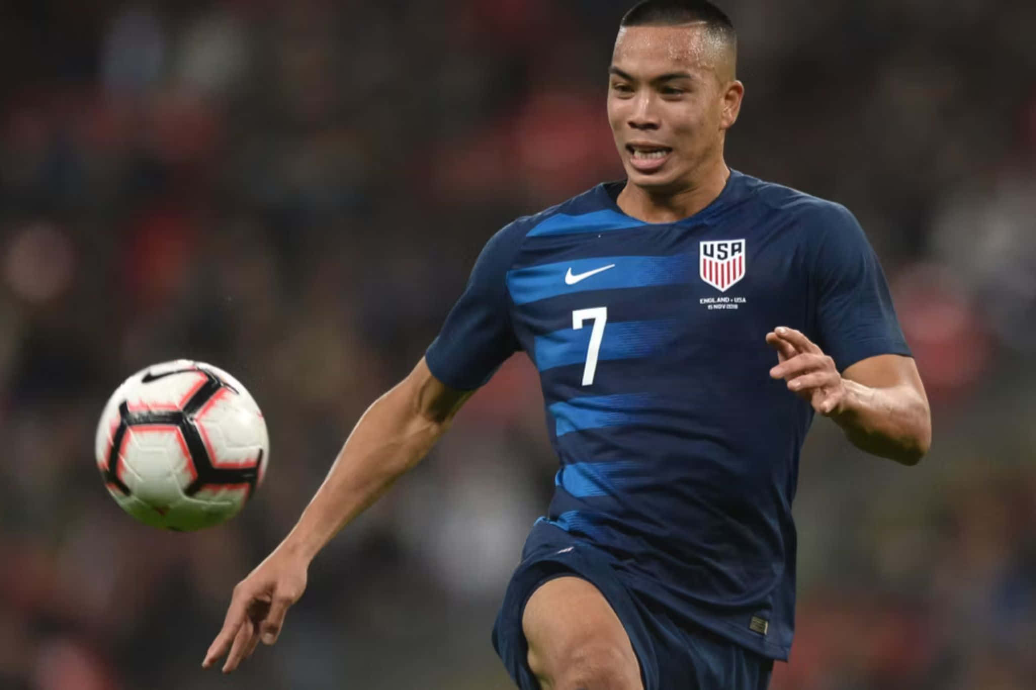 U S Soccer Player, blue USA jersey, number 7, Full HD Desktop Wallpaper