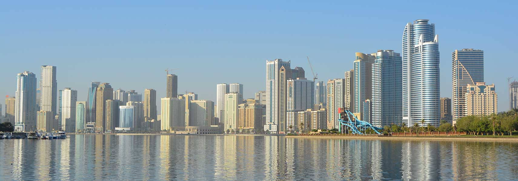 UAE, skyline, glass skyscrapers, HD Desktop Wallpaper