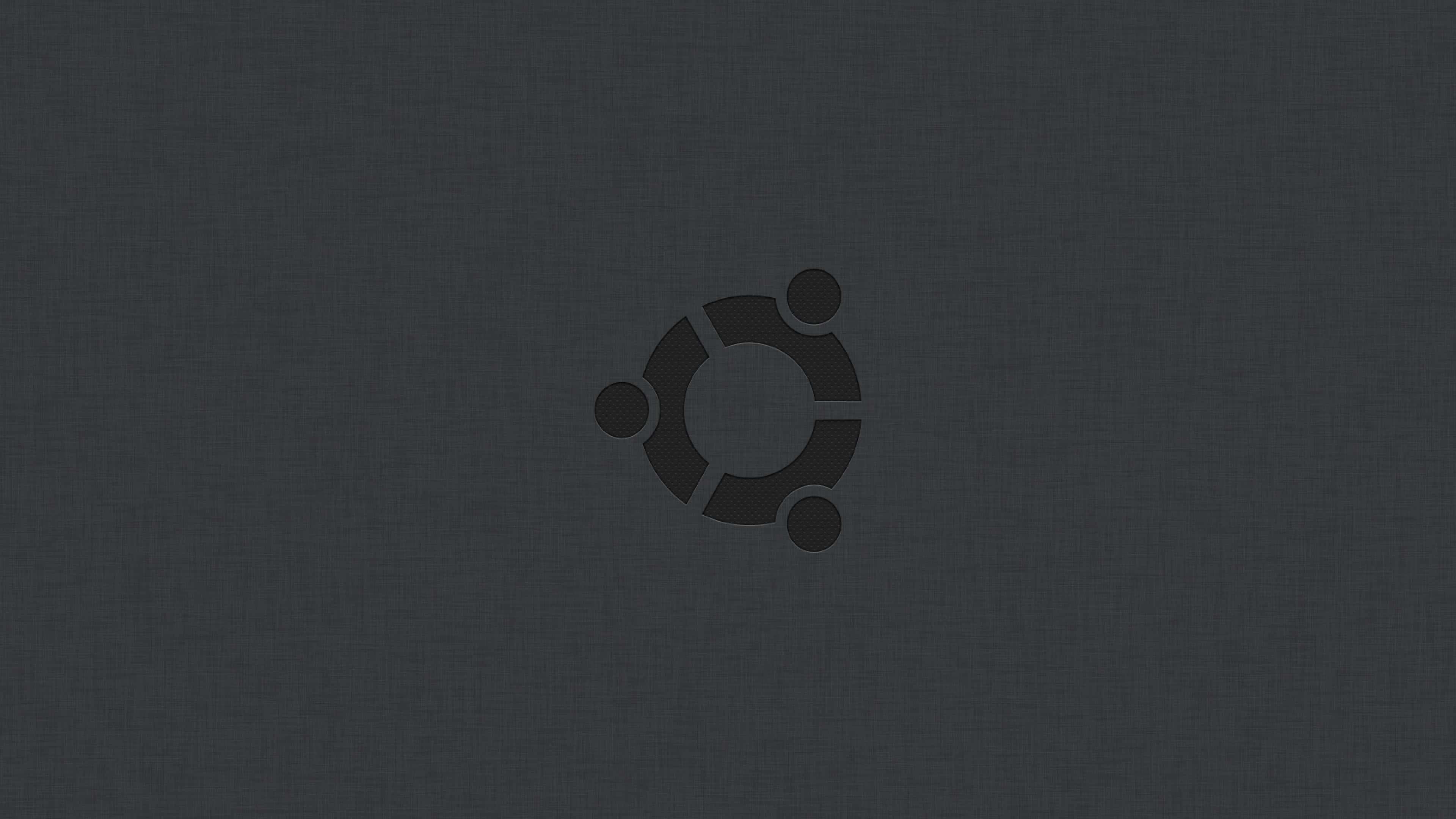 Ubuntu, black logo, dark textured gray background, 4K Desktop Wallpaper