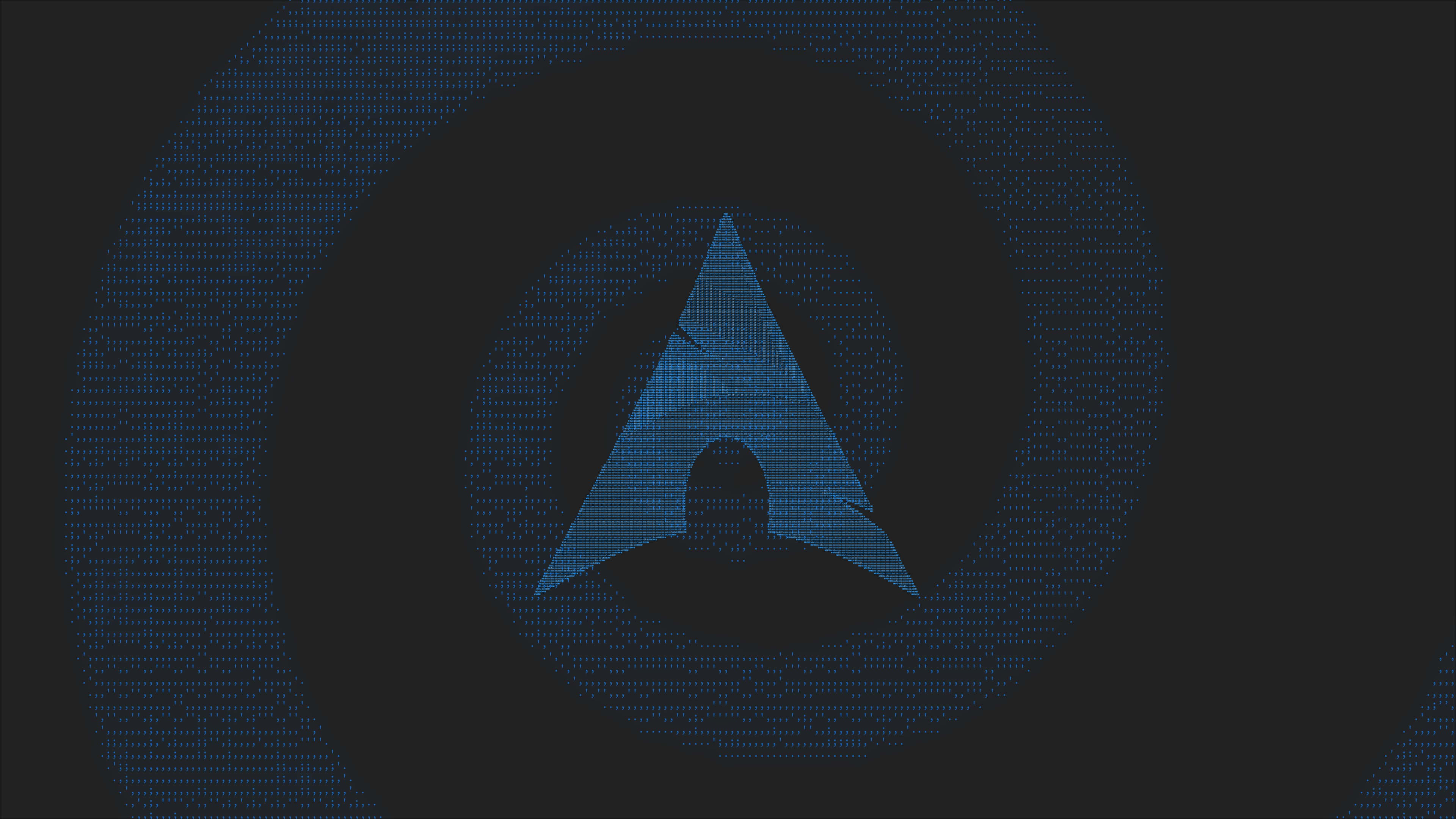 Ubuntu 4K, glowing blue triangular logo, silhouette, 4K Desktop Wallpaper