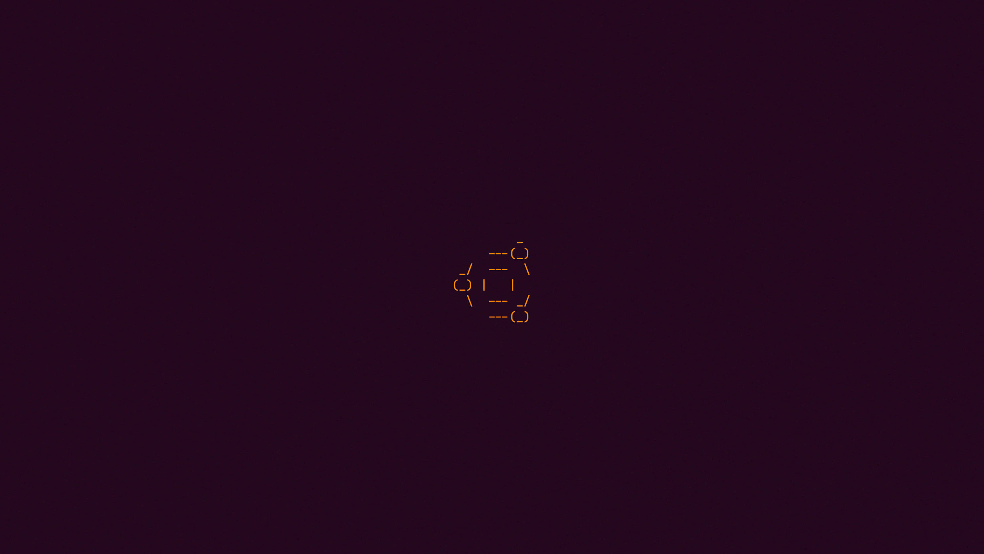 Ubuntu 4K, dark purple background, glowing orange geometric logo, 4K Desktop Wallpaper