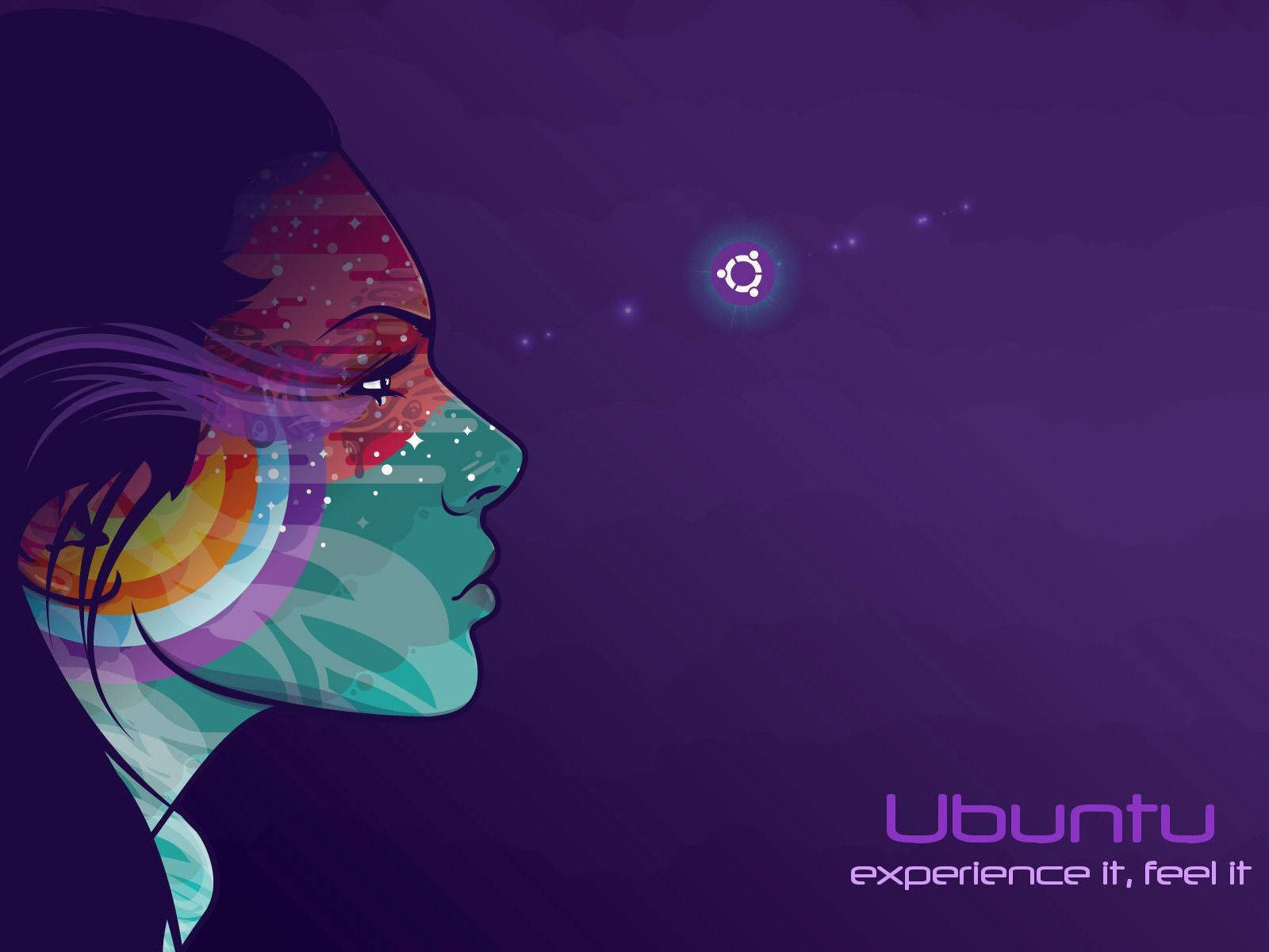 Ubuntu, rainbow, cosmic patterns, HD Desktop Wallpaper