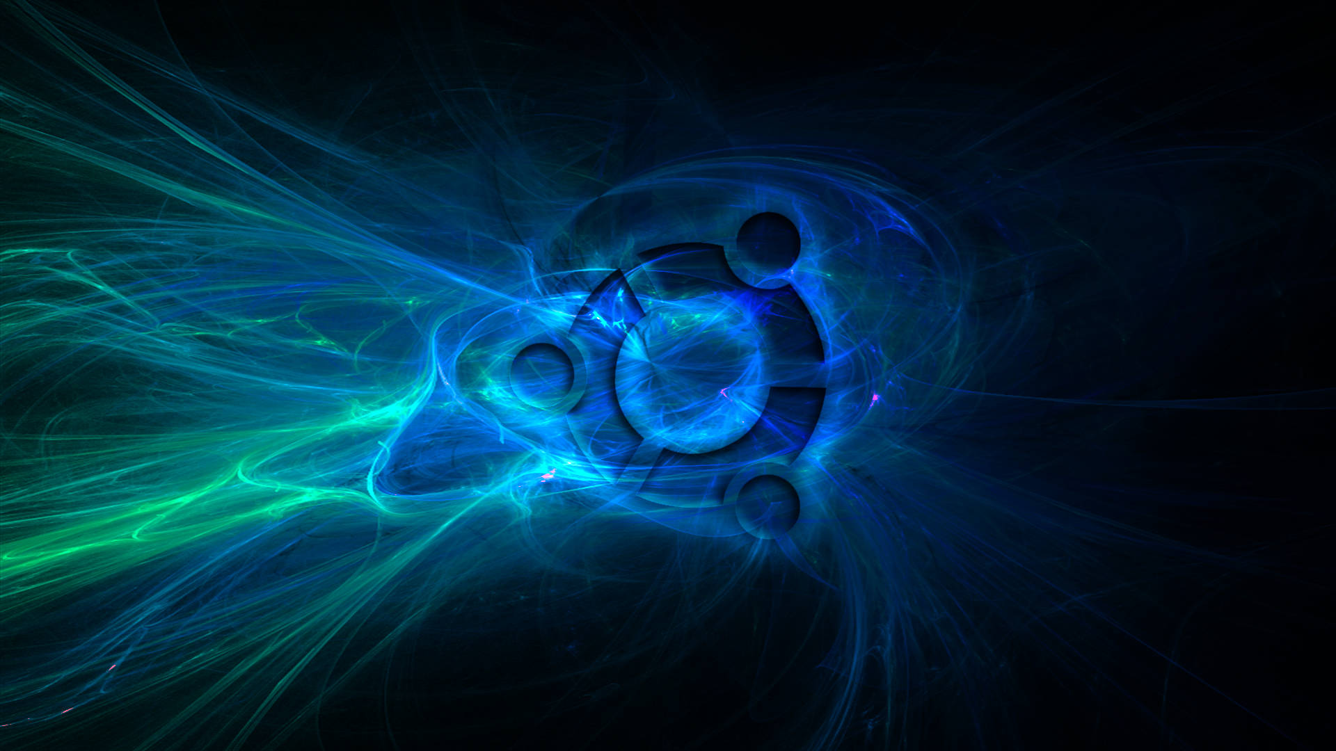 Ubuntu, vibrant blue, teal energy streams, Full HD Desktop Wallpaper