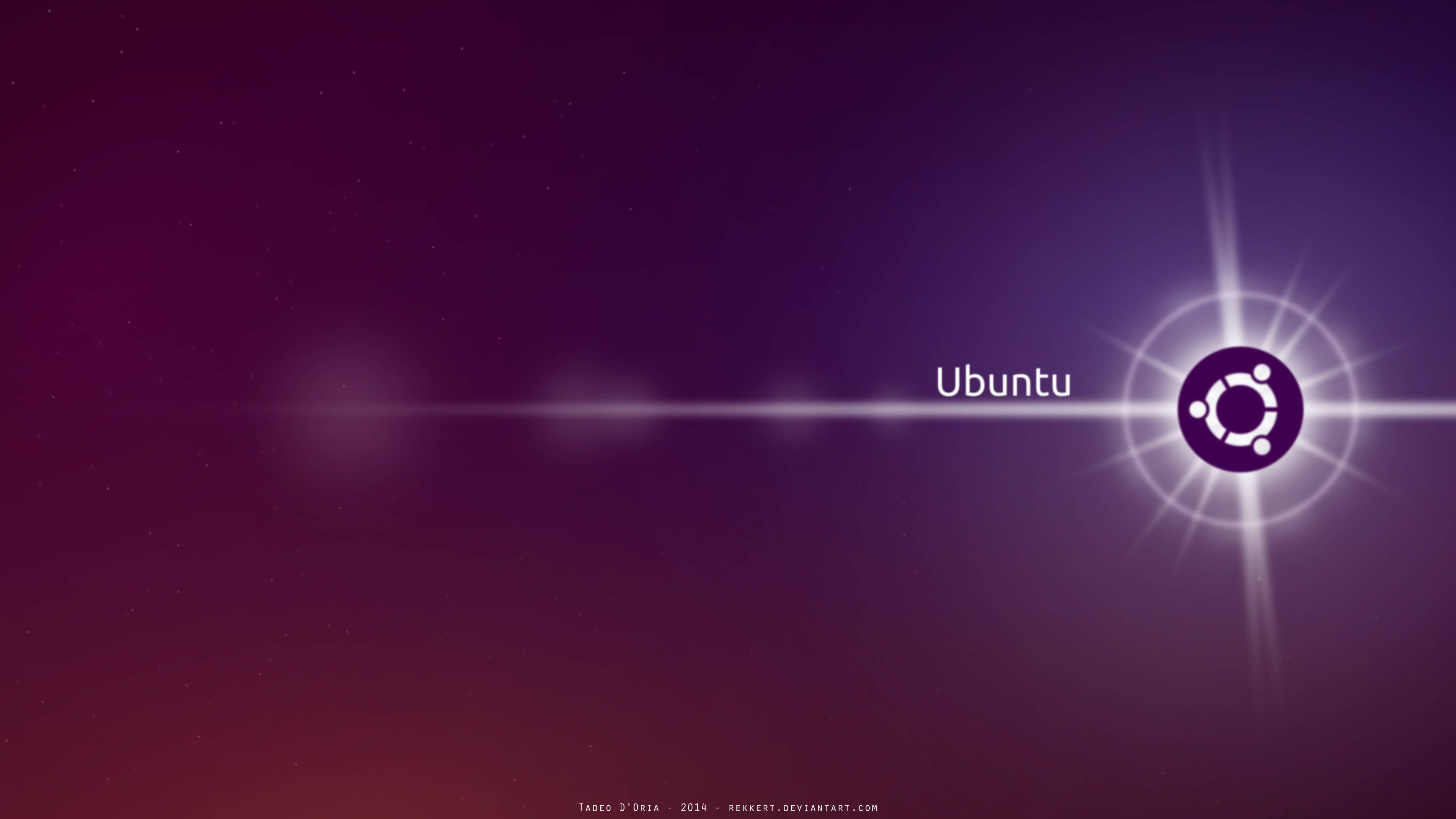 Ubuntu, shimmering purple, glows with radiant light, 4K Desktop Wallpaper