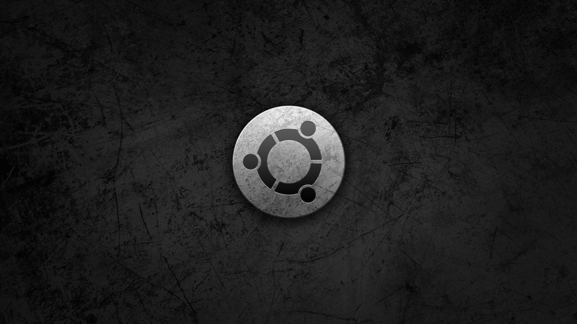 Ubuntu, dark gritty textured background, metallic sheen, Full HD Desktop Wallpaper