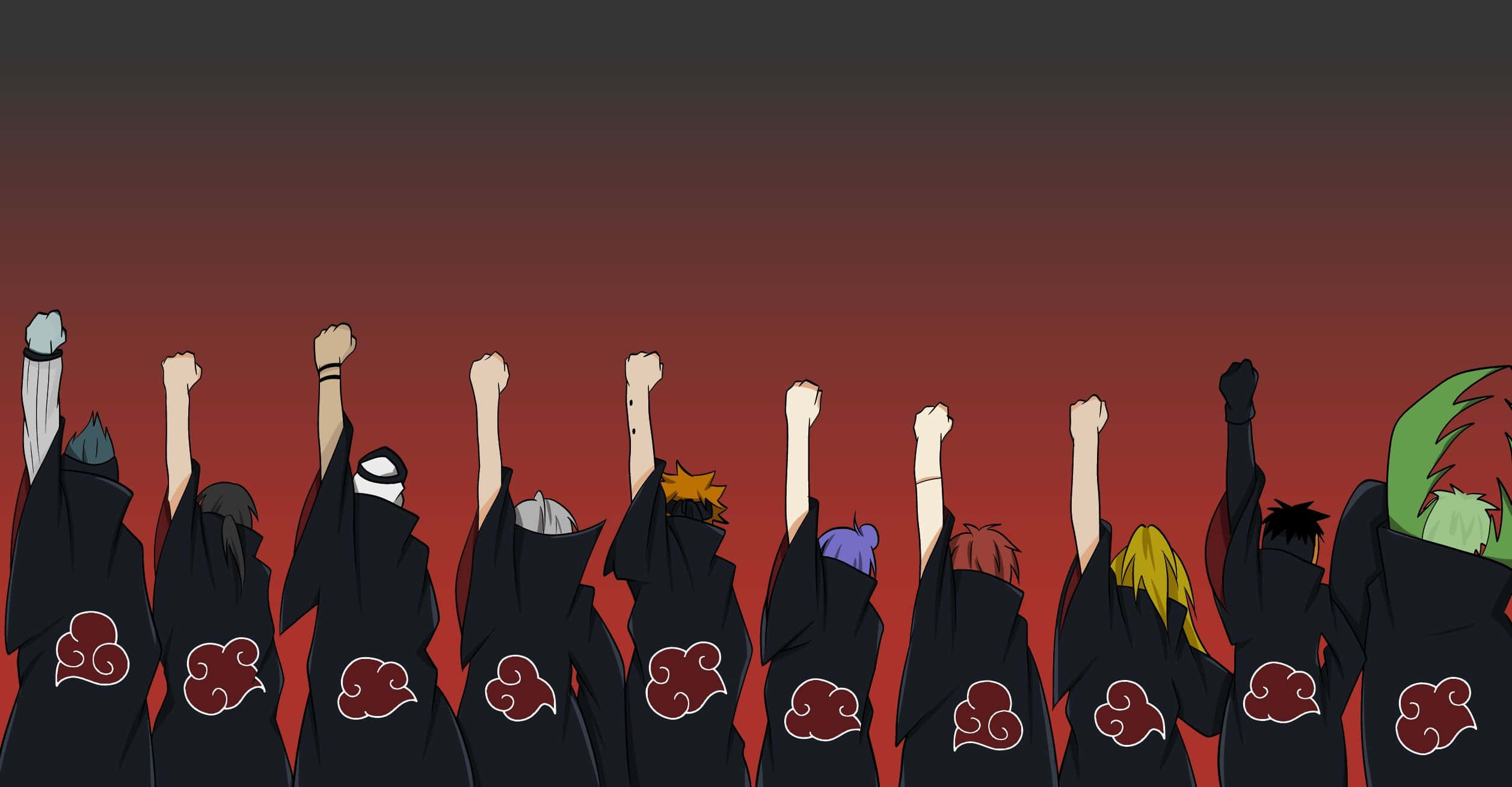 Uchiha Clan, black cloaks, red cloud symbols, Full HD Desktop Wallpaper