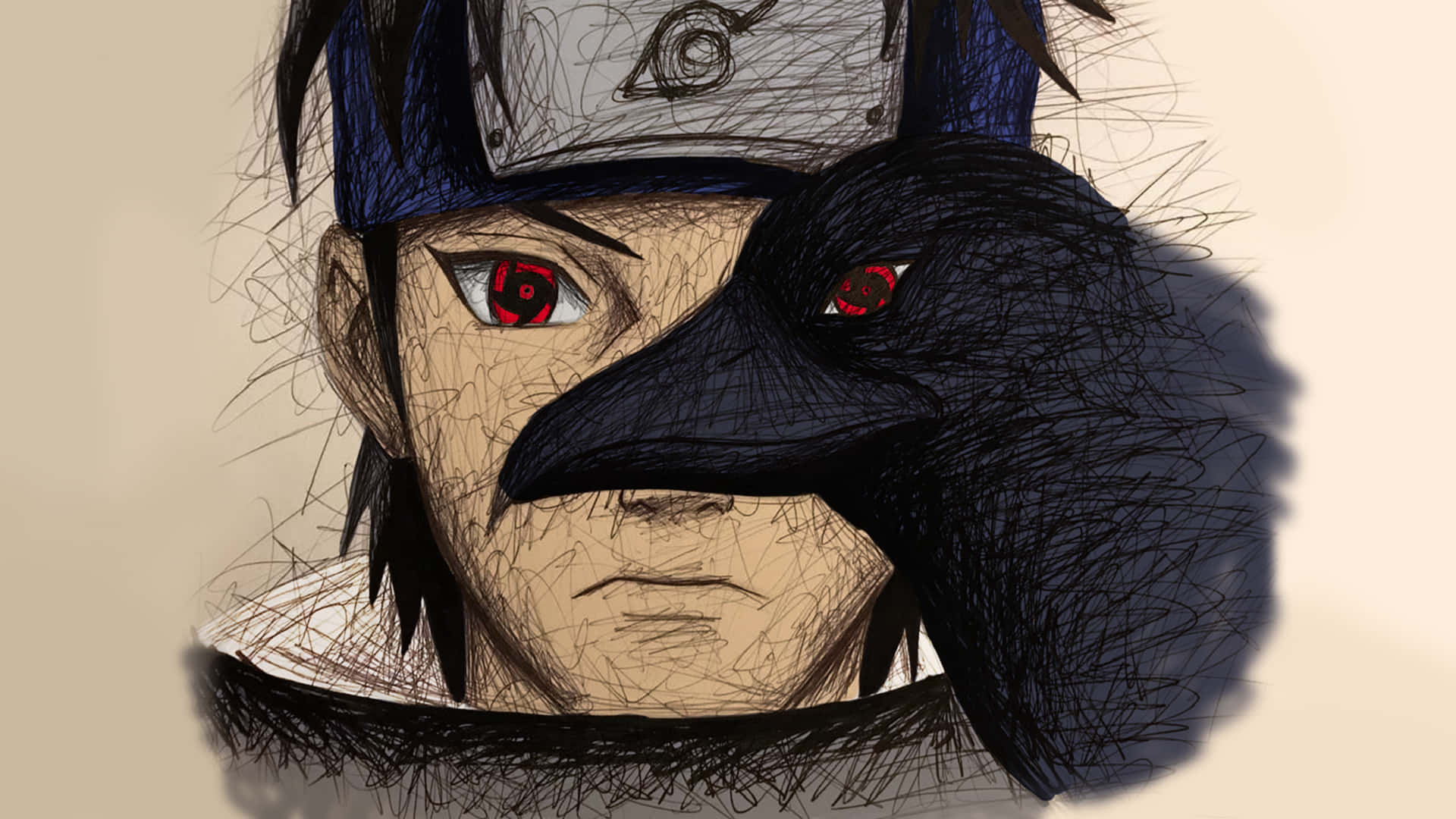 Uchiha Clan, red eyes, black crow, Full HD Desktop Wallpaper