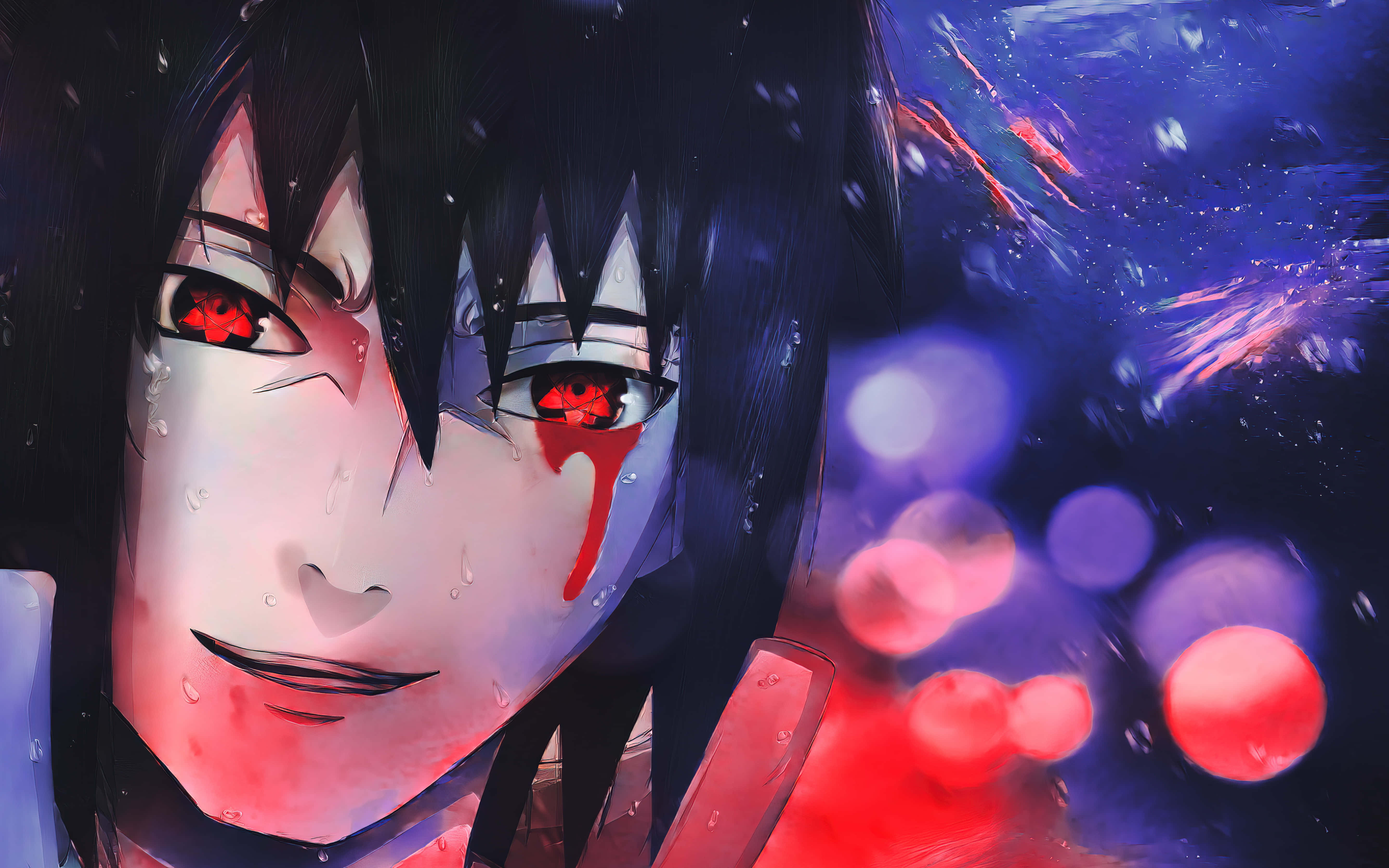 Uchiha Clan, red eyes, blood tears, 5K Desktop Wallpaper