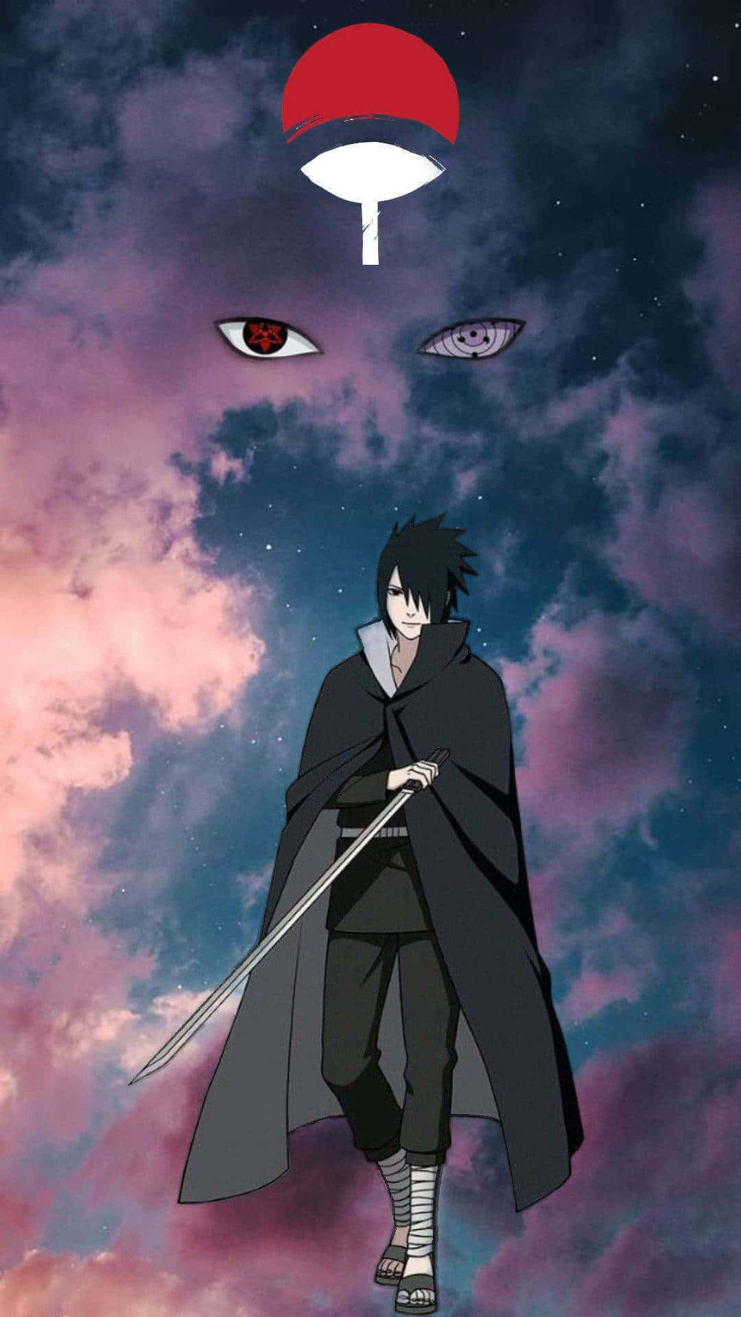 Uchiha Clan, black cloak, sword, Full HD Phone Wallpaper