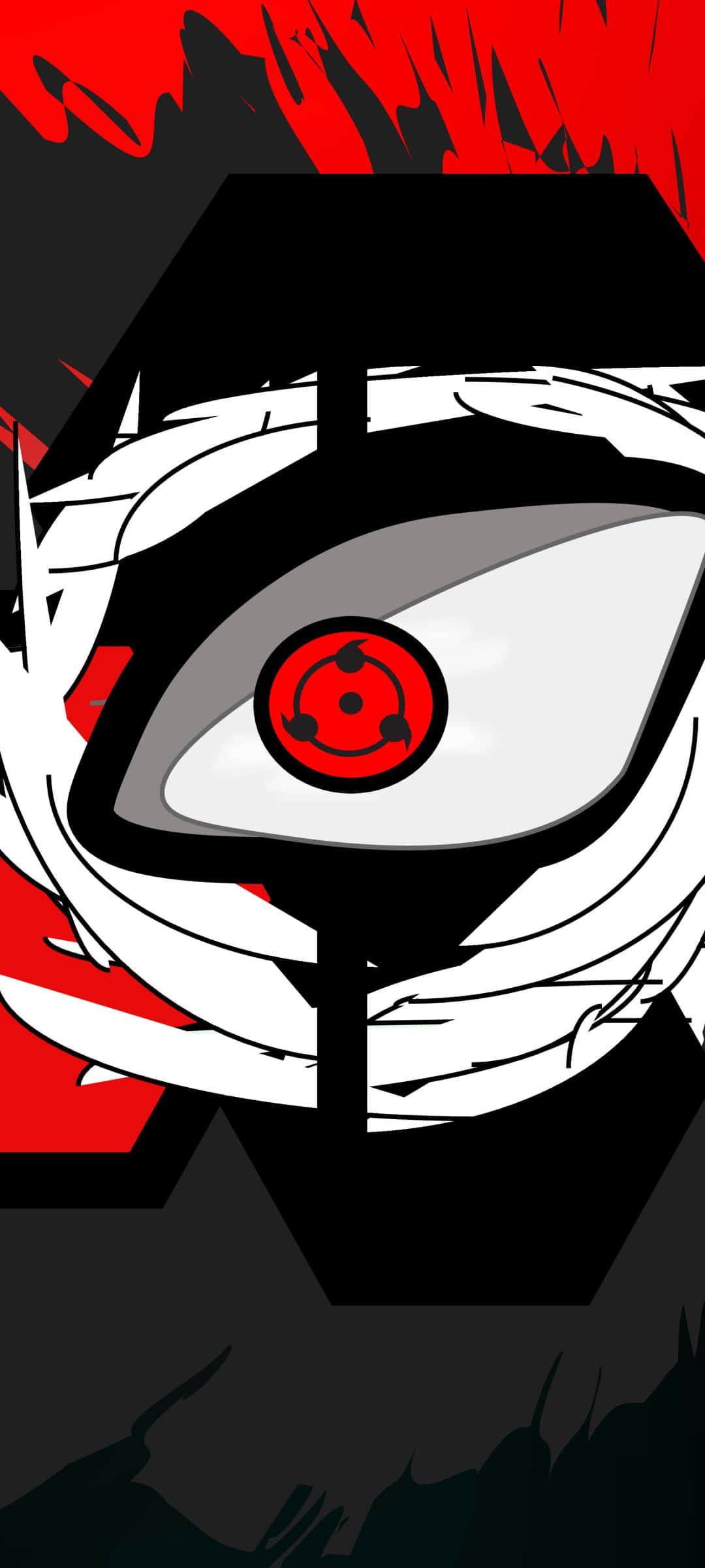 Uchiha Clan, red tomoe pattern, black and red background, Full HD Phone Wallpaper